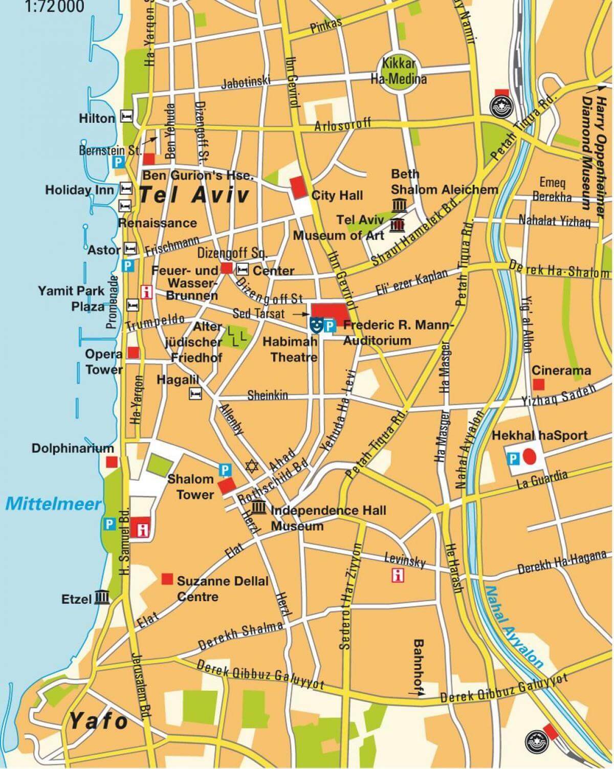 Map of Tel Aviv area