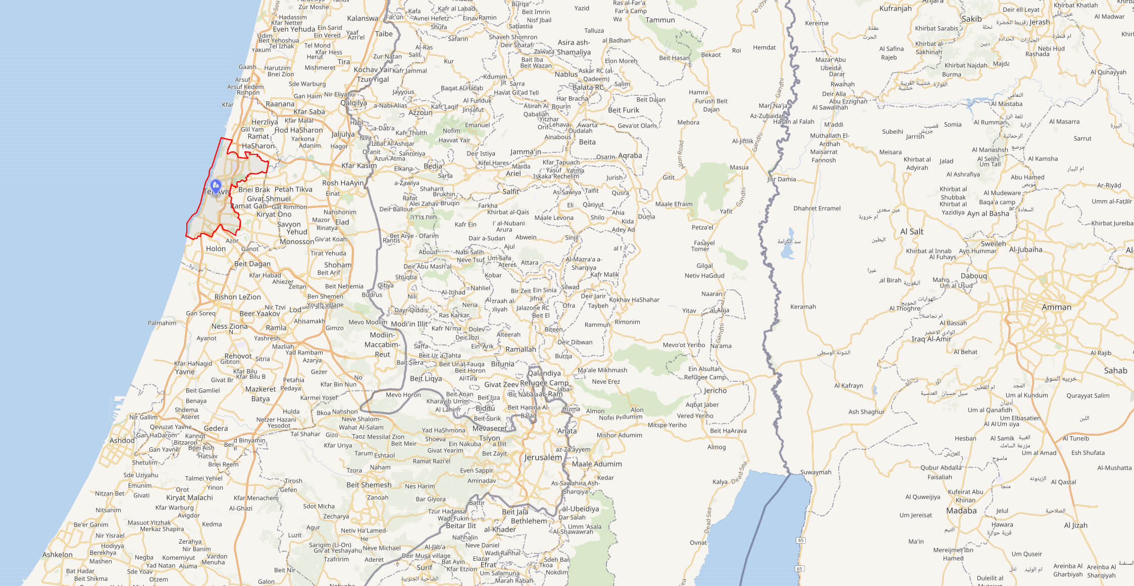 Tel Aviv area map
