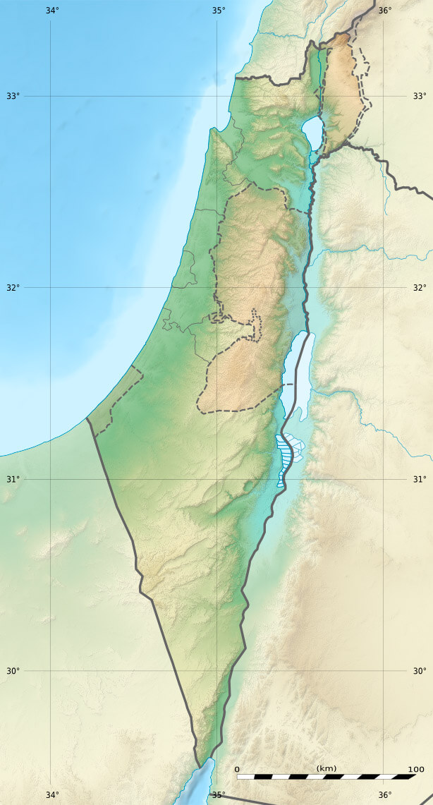 Tel Aviv relief location map in Israel