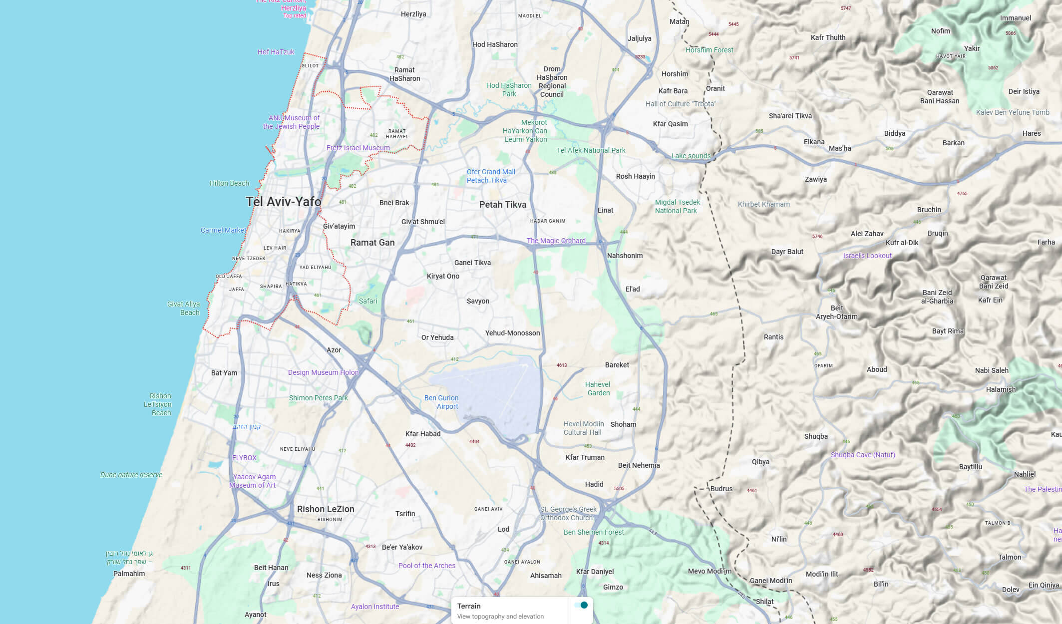 Tel Aviv terrain map