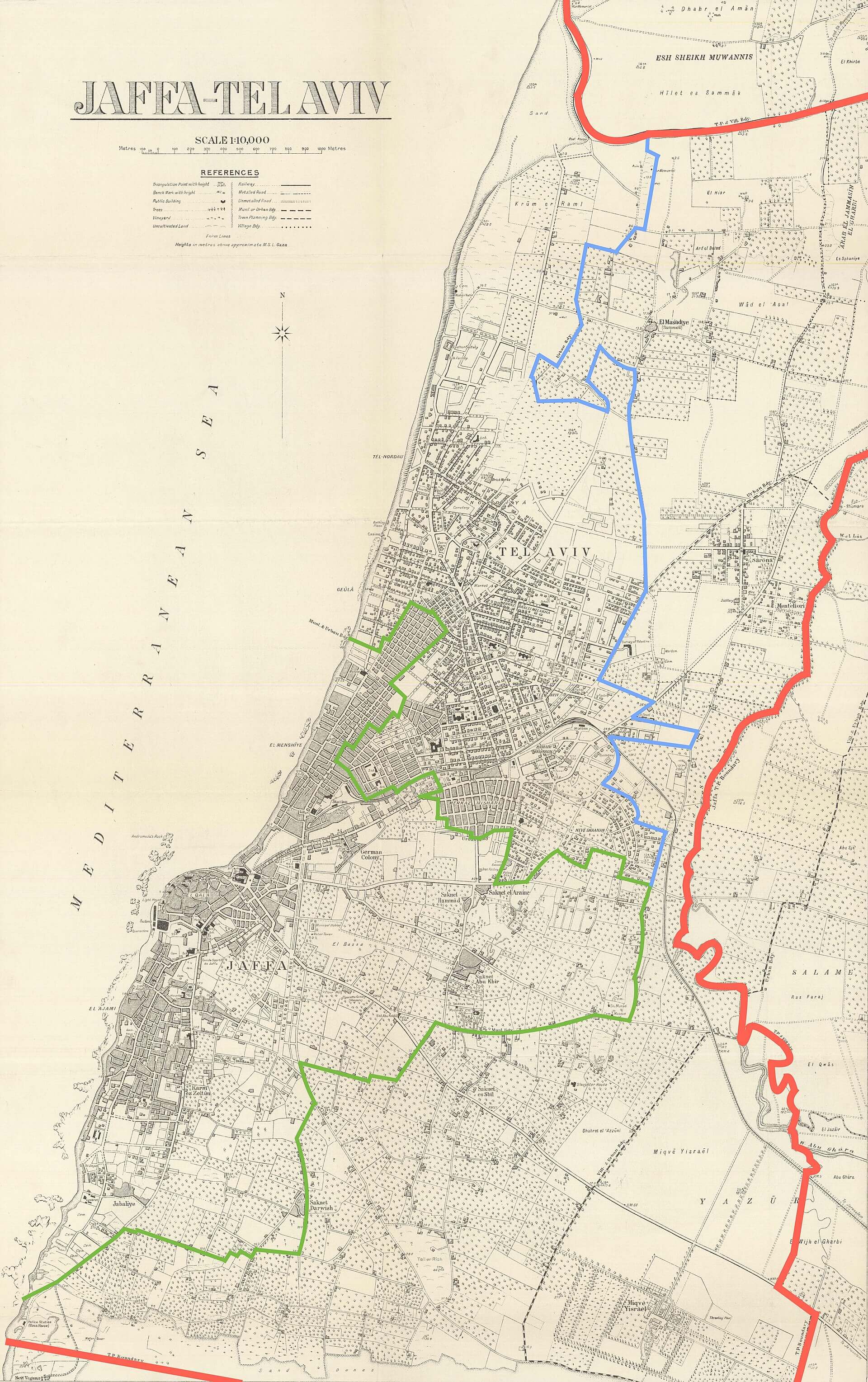 Tel Aviv with jaffa municipality map 1930