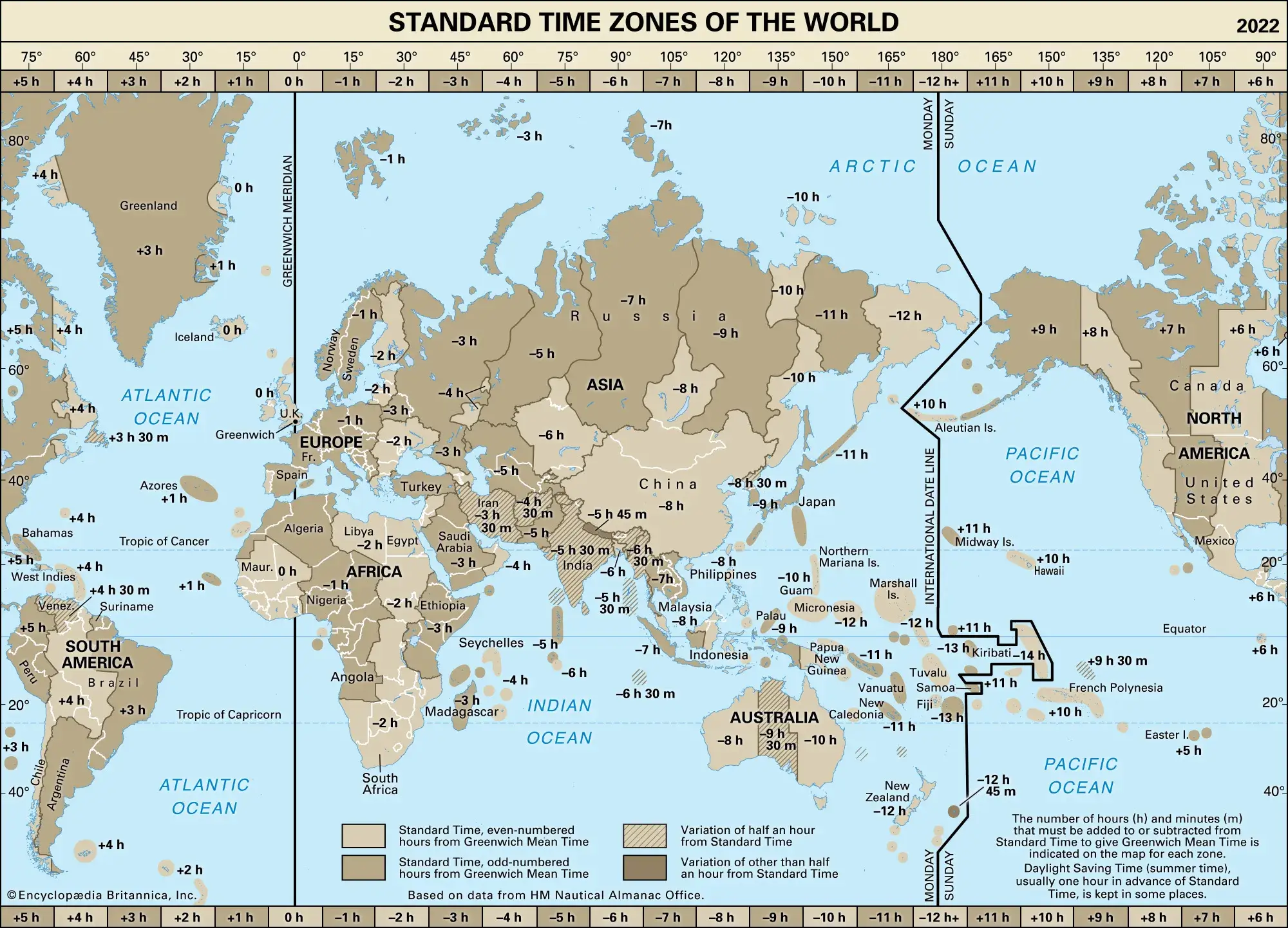 Time zone map and standard time in Japan