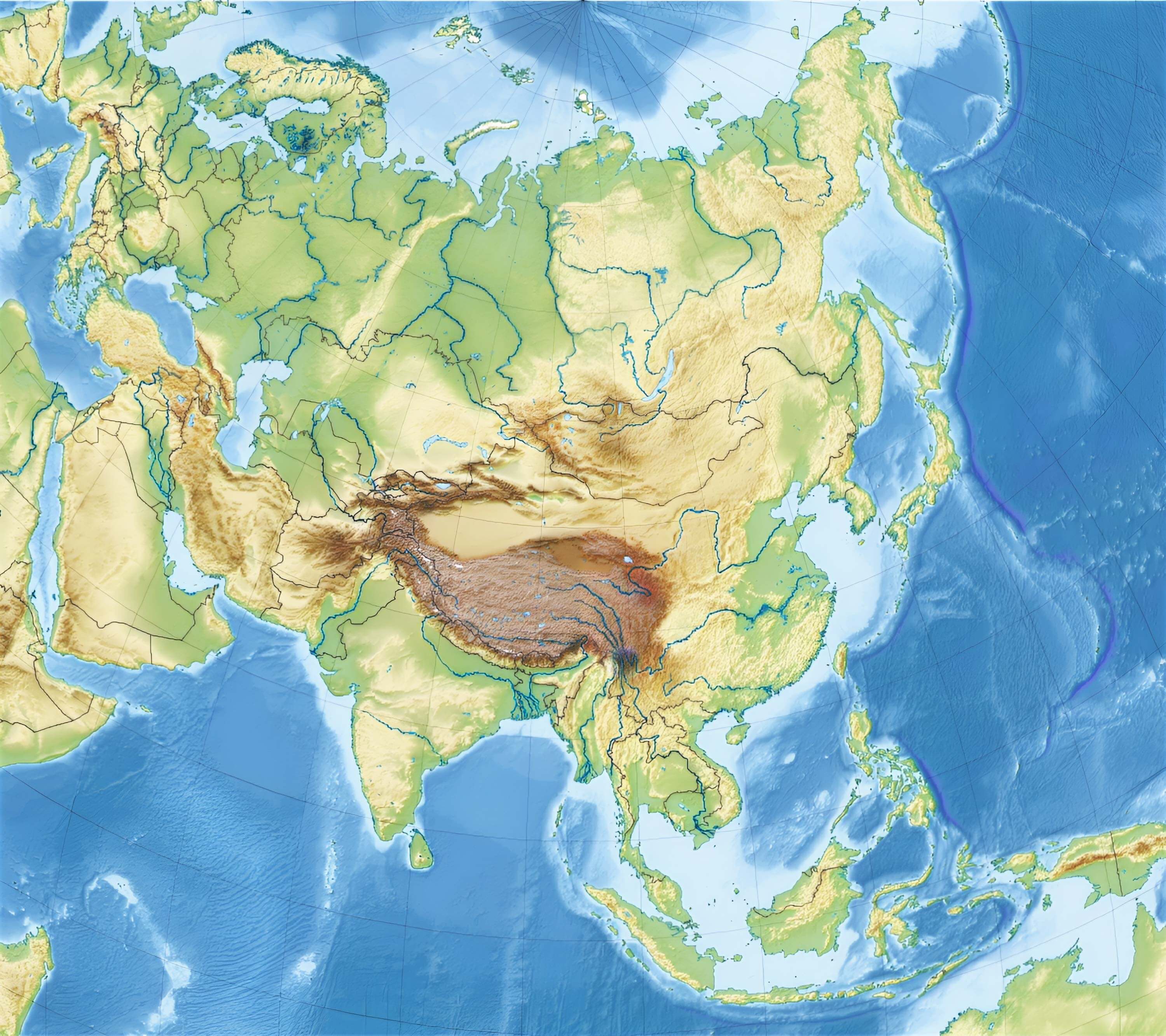 Asia topographic map