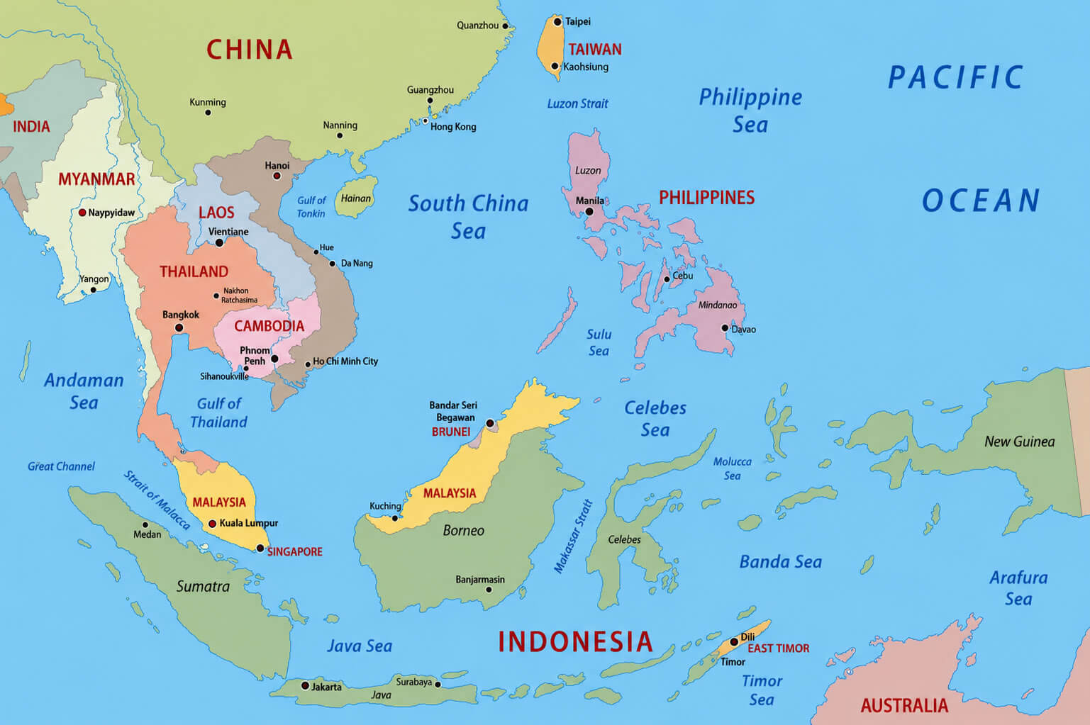 Southeast Asia political map
