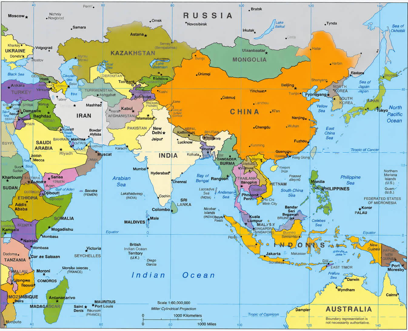 Southern Asia map