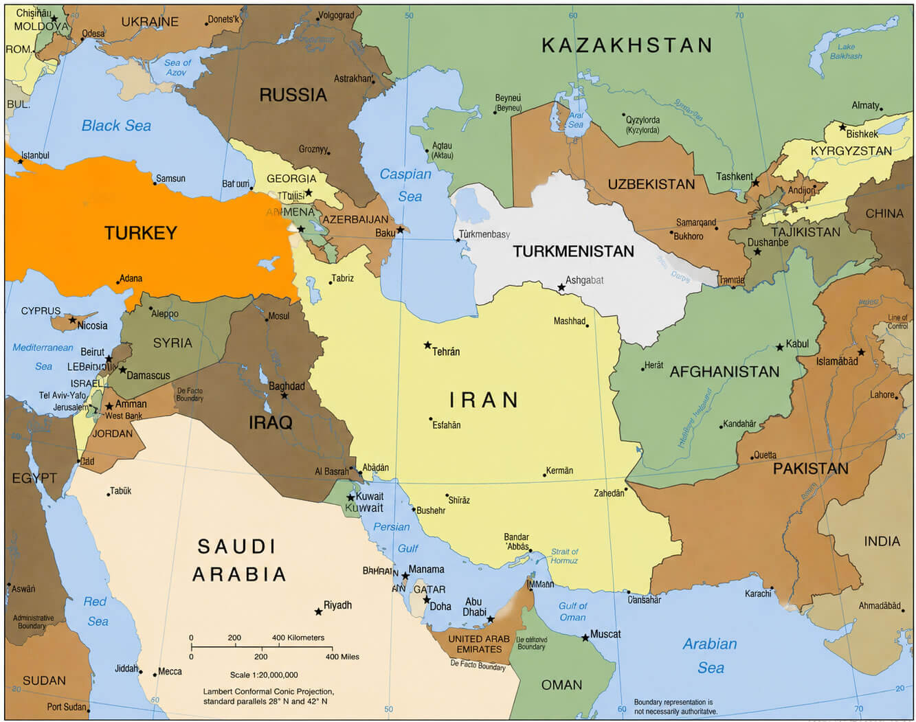 Western Asia political map 2000