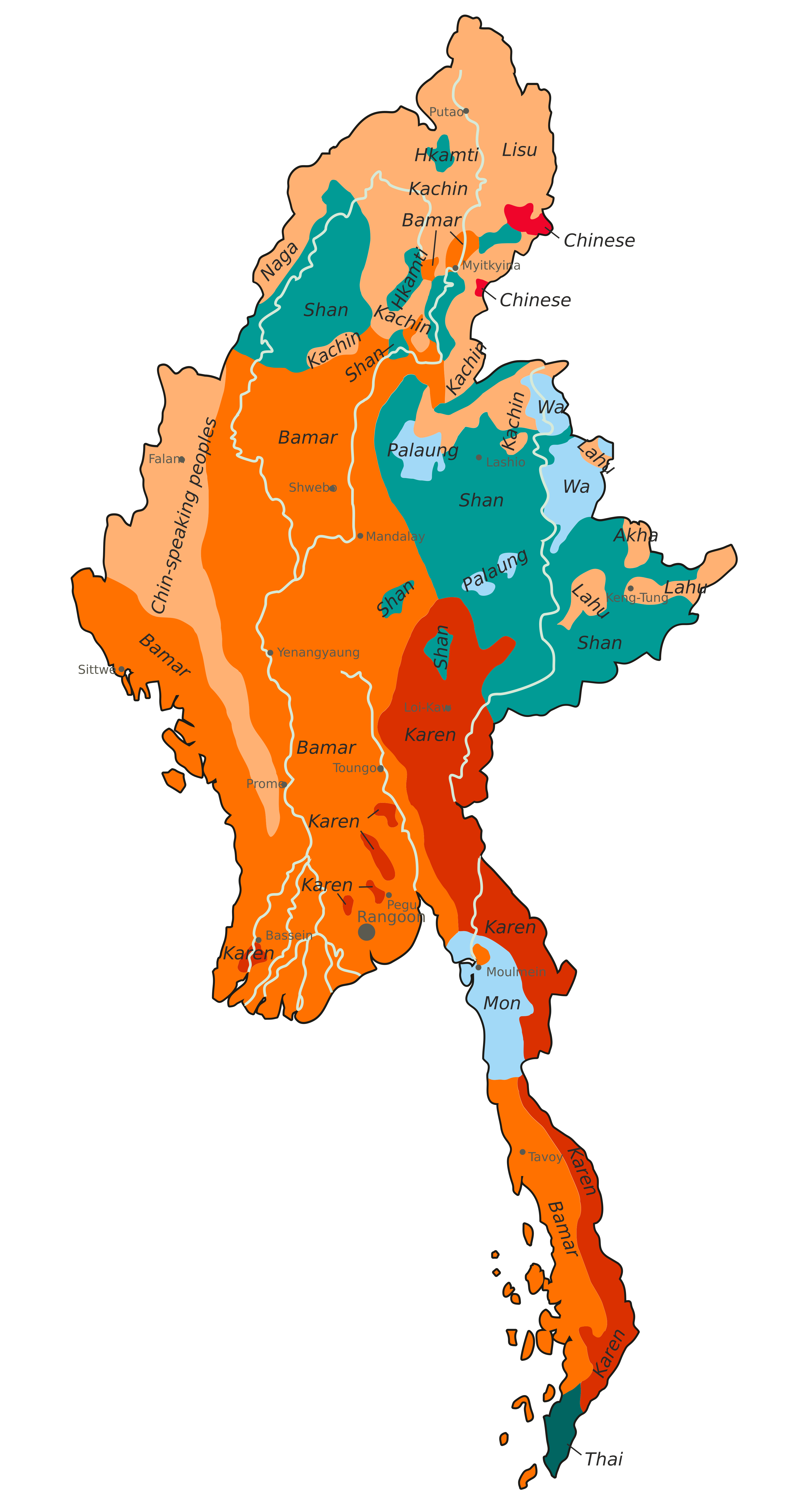 Ethnolinguistic map of Burma 1972