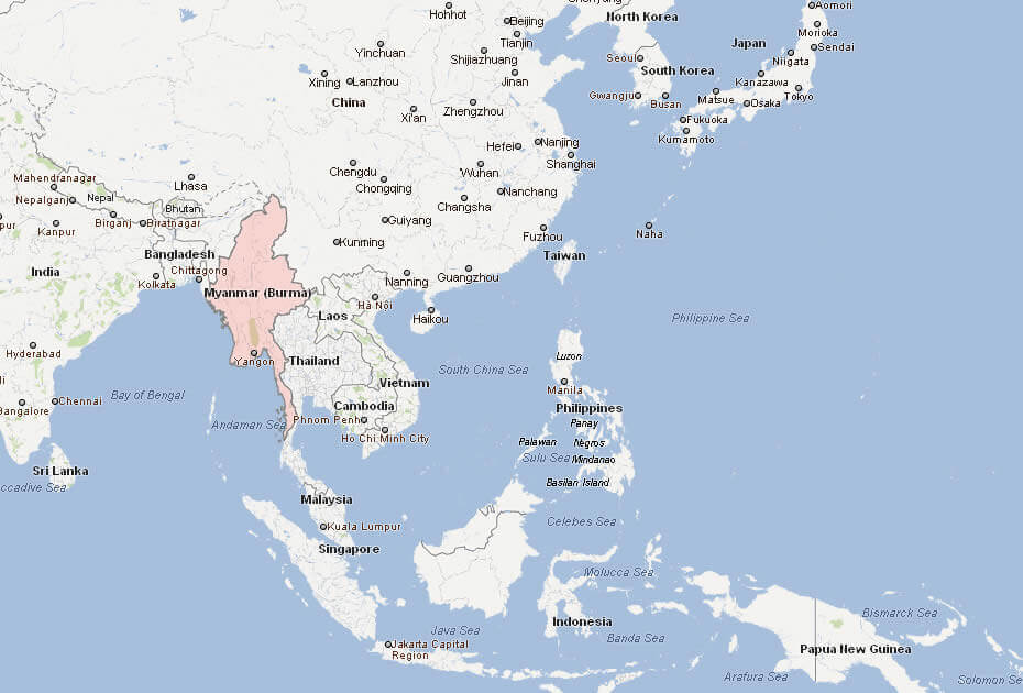 Map of Myanmar Asia