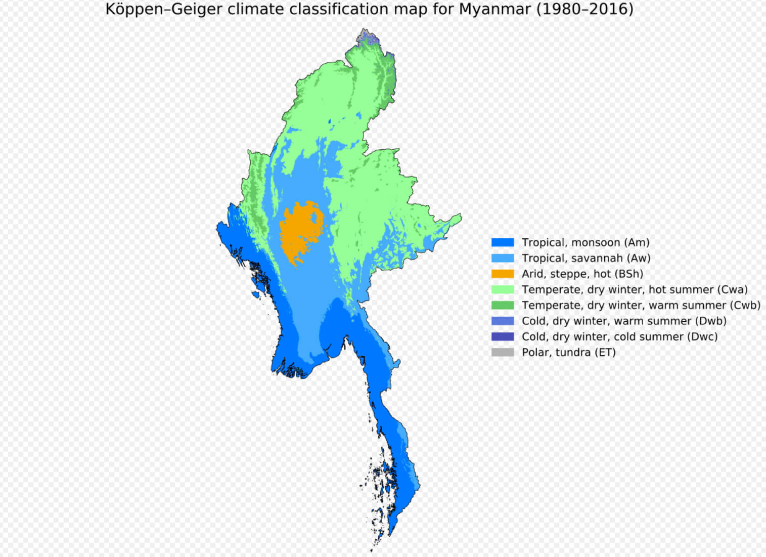 Myanmar climate map