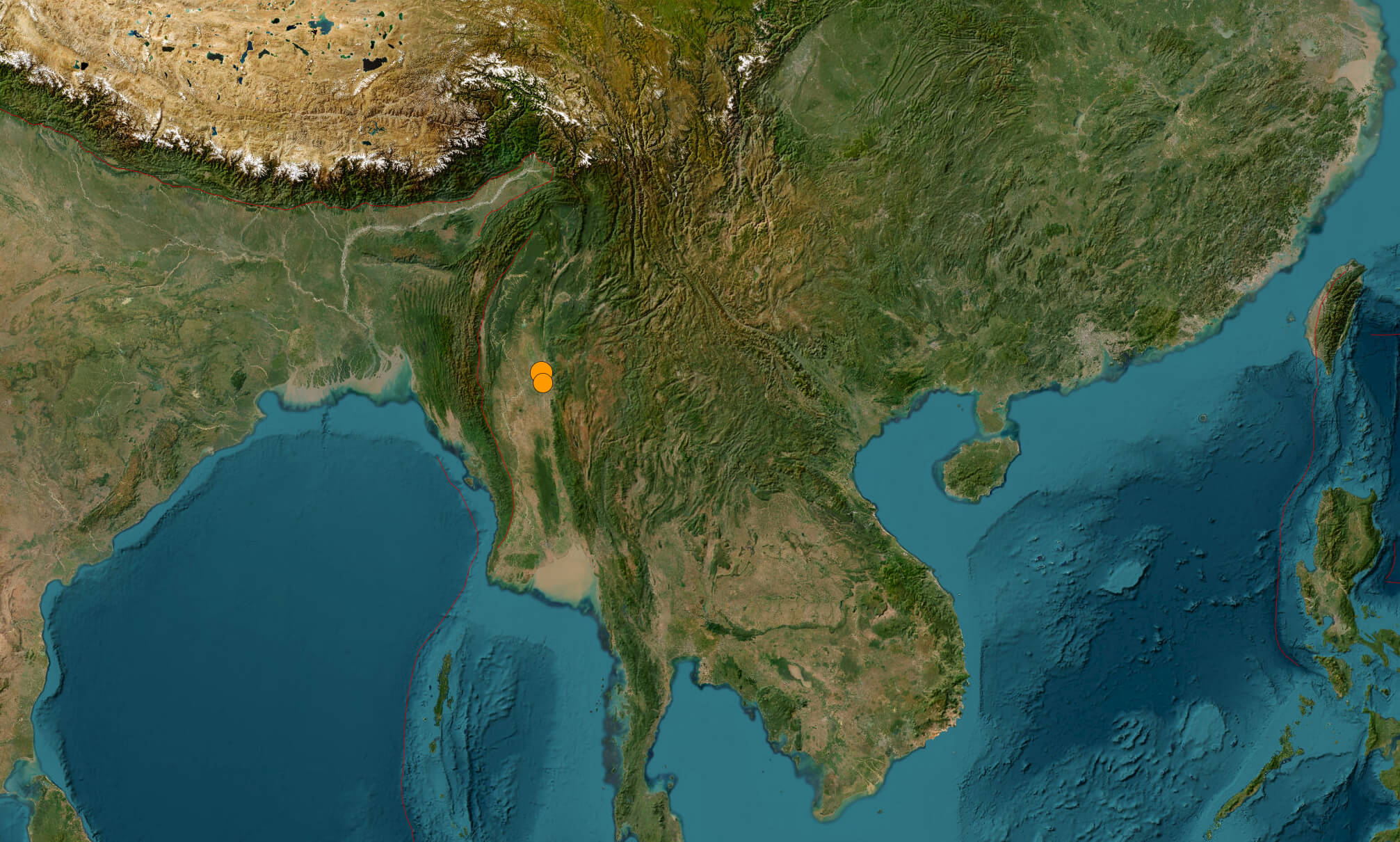 Myanmar earthquake map march 2025