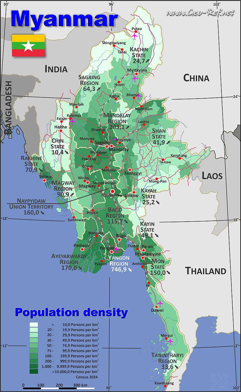 Myanmar population map