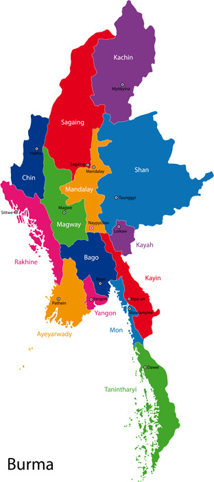 Myanmar provinces map