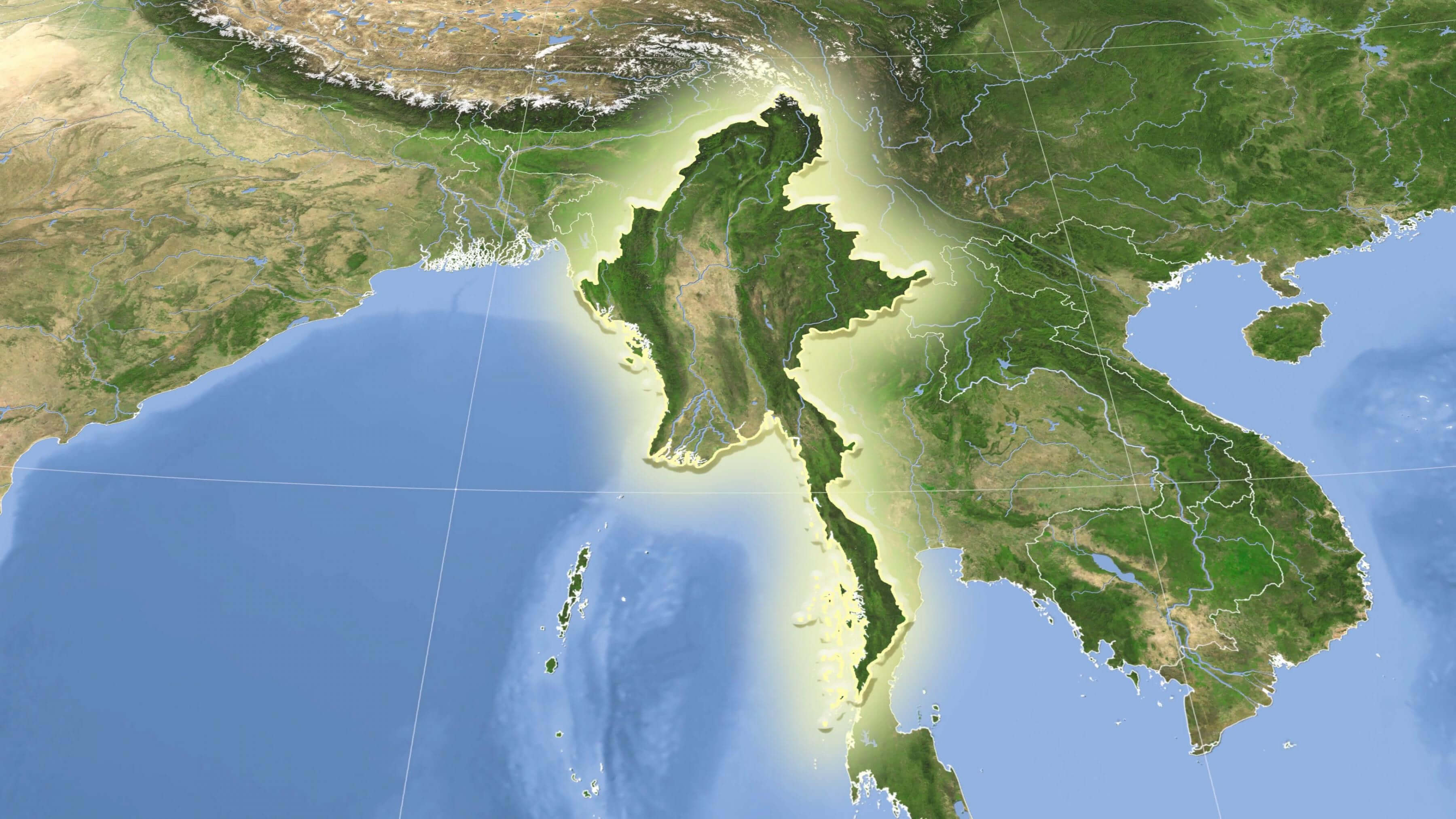 Myanmar satellite map