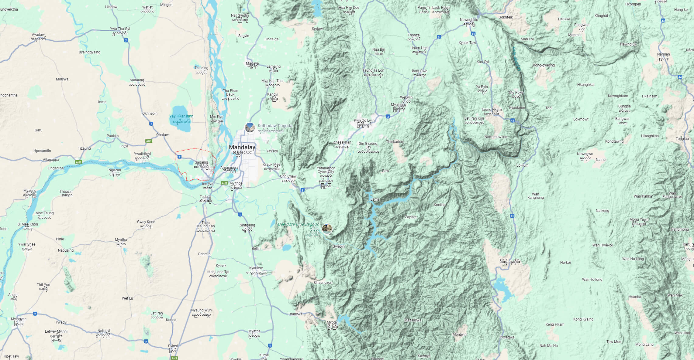 Sagaing Myanmar terrain map