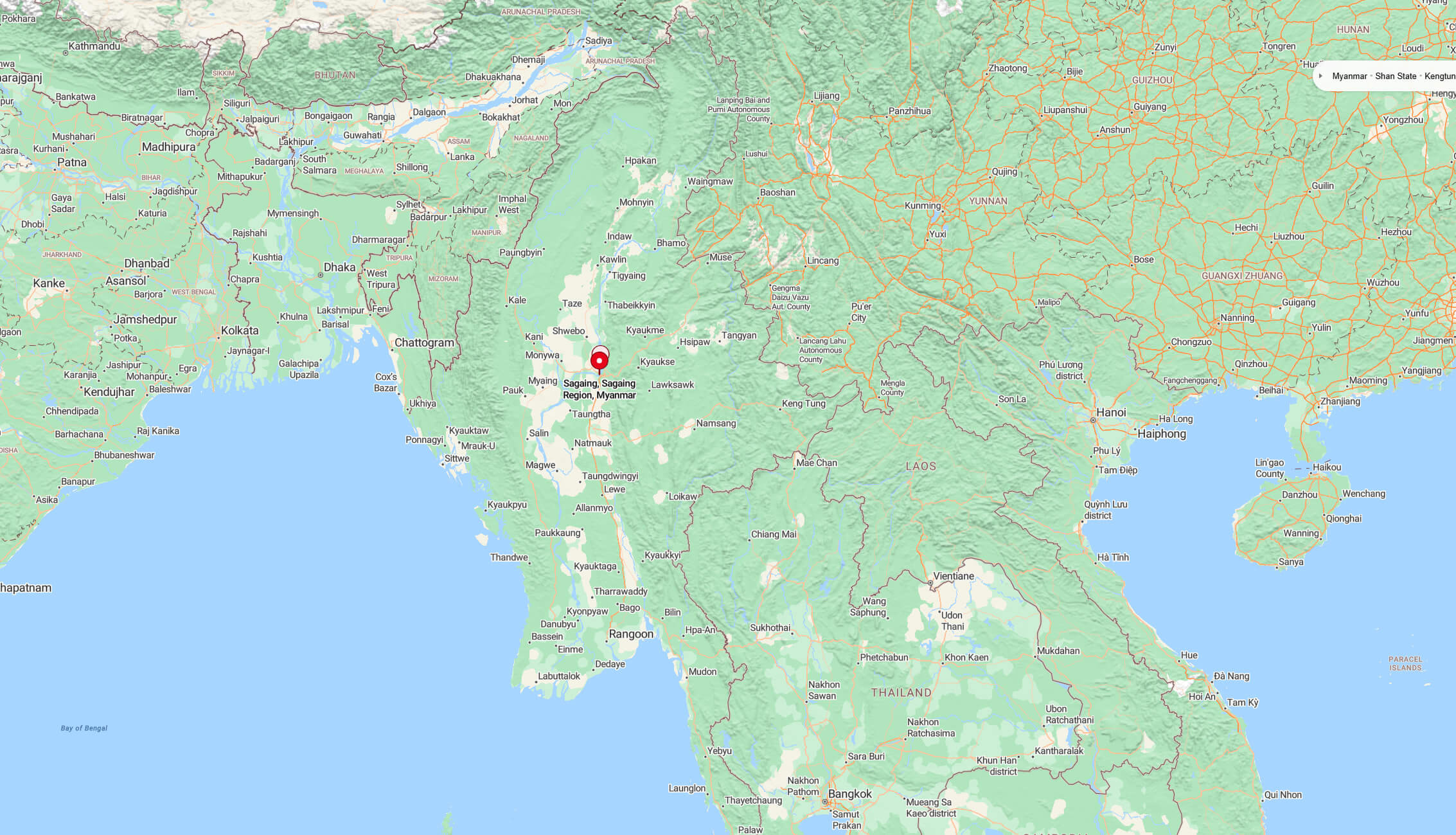 Where is Sagaing on the Myanmar map