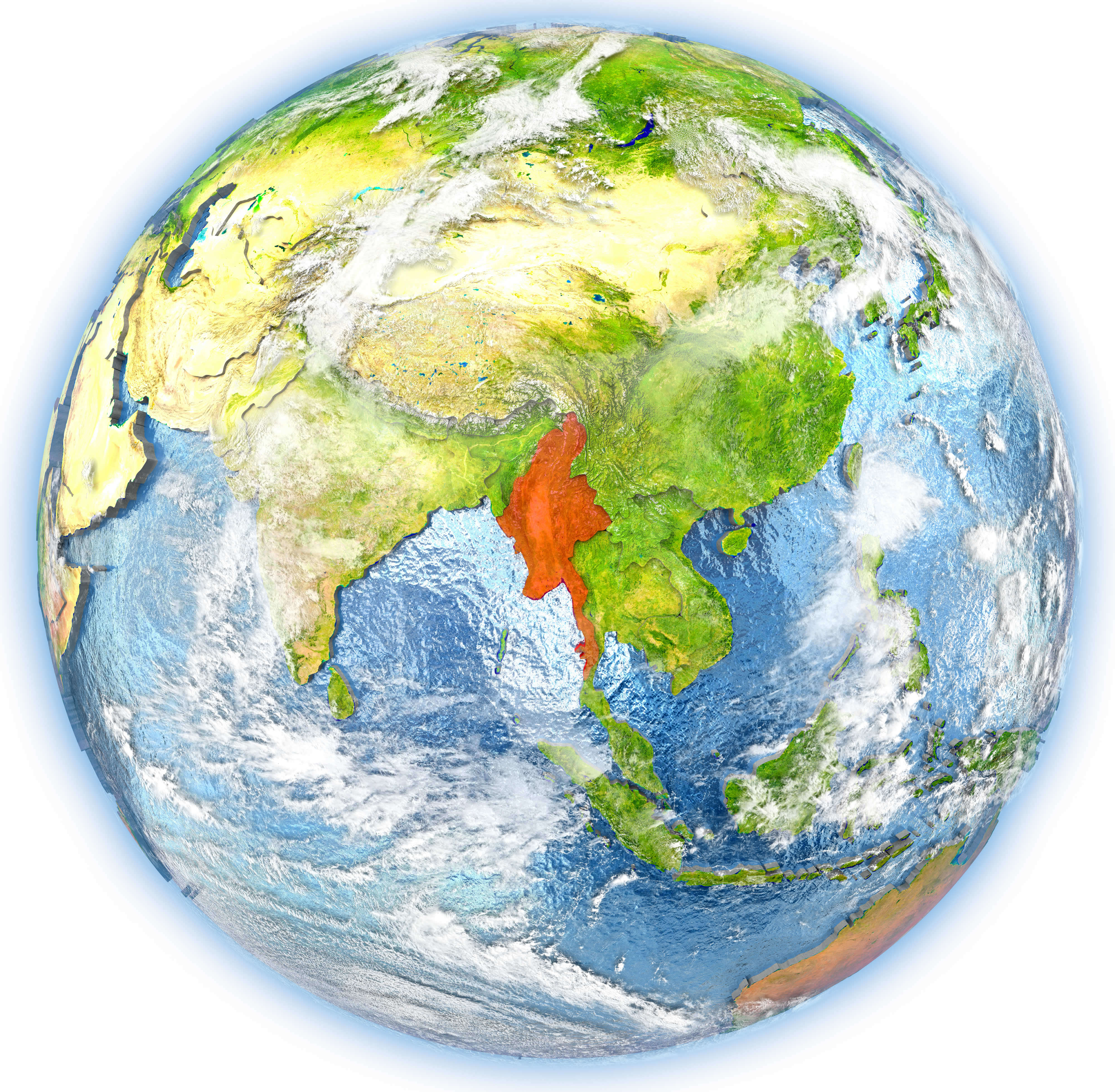 Ehere is located Myanmar on the world map