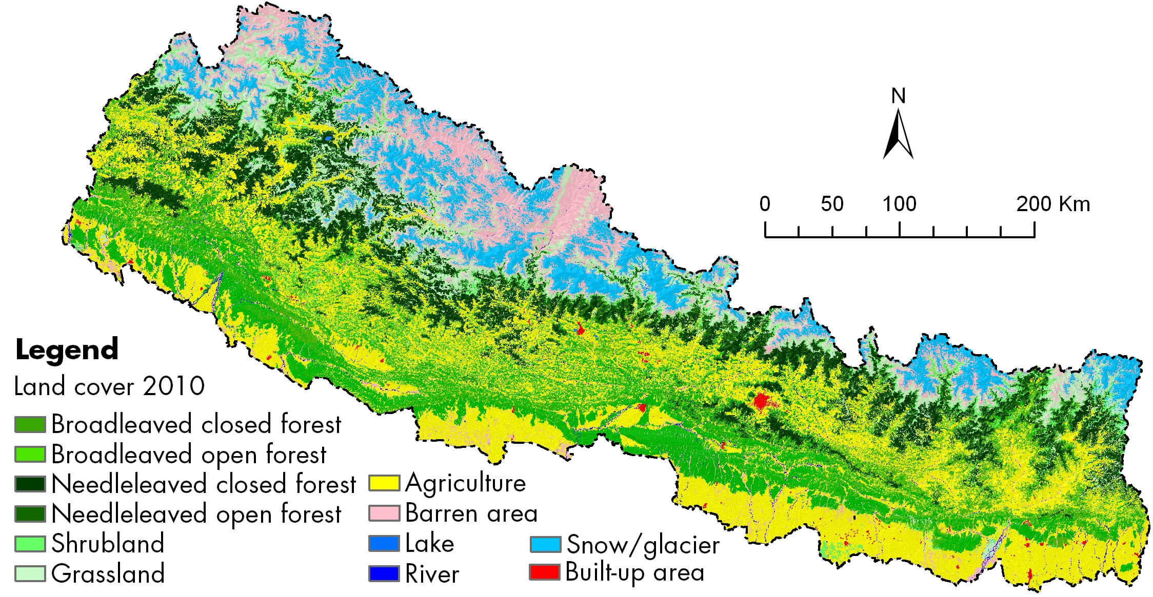 Nepal land map