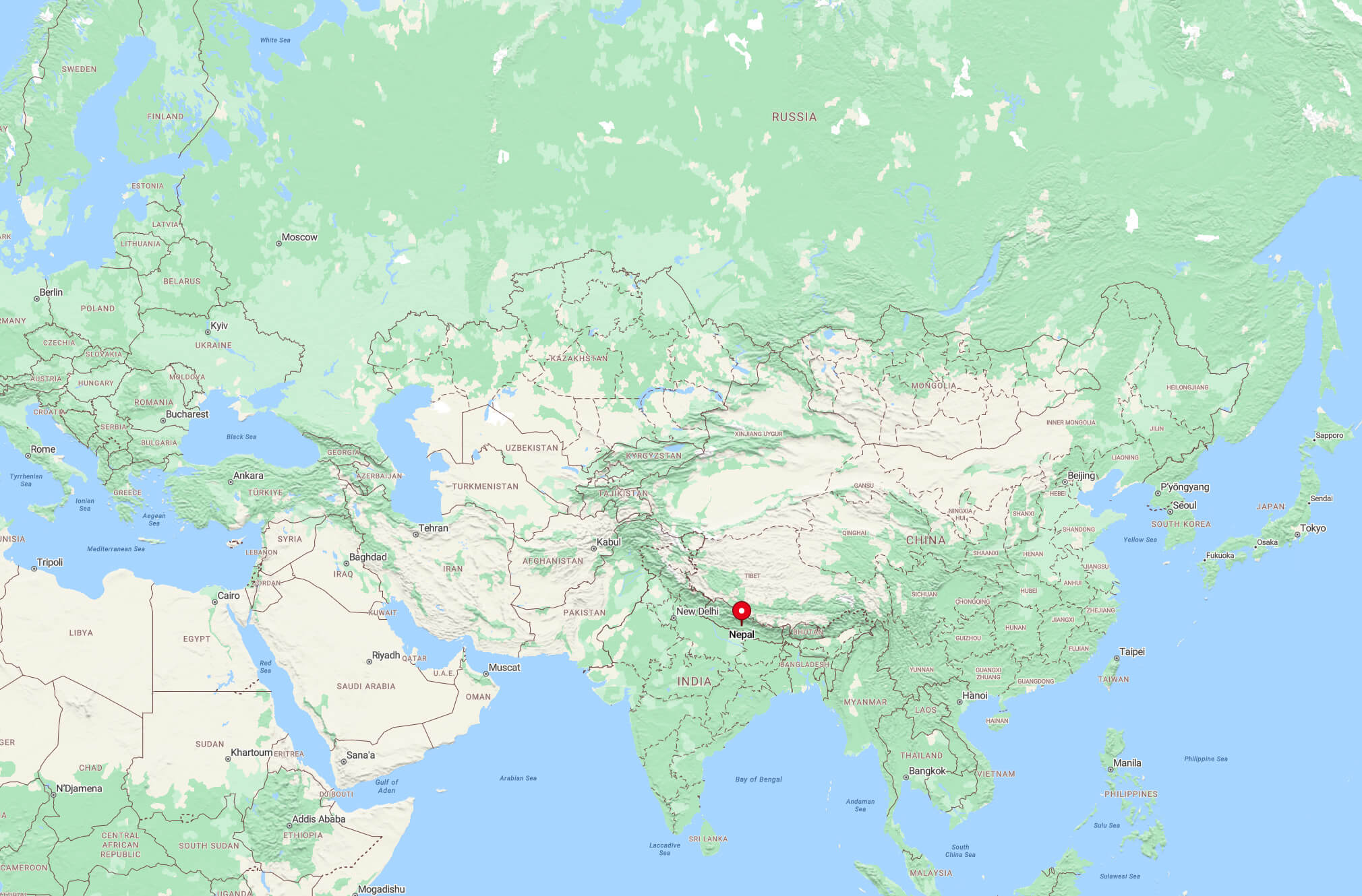 Where Nepal on asia map