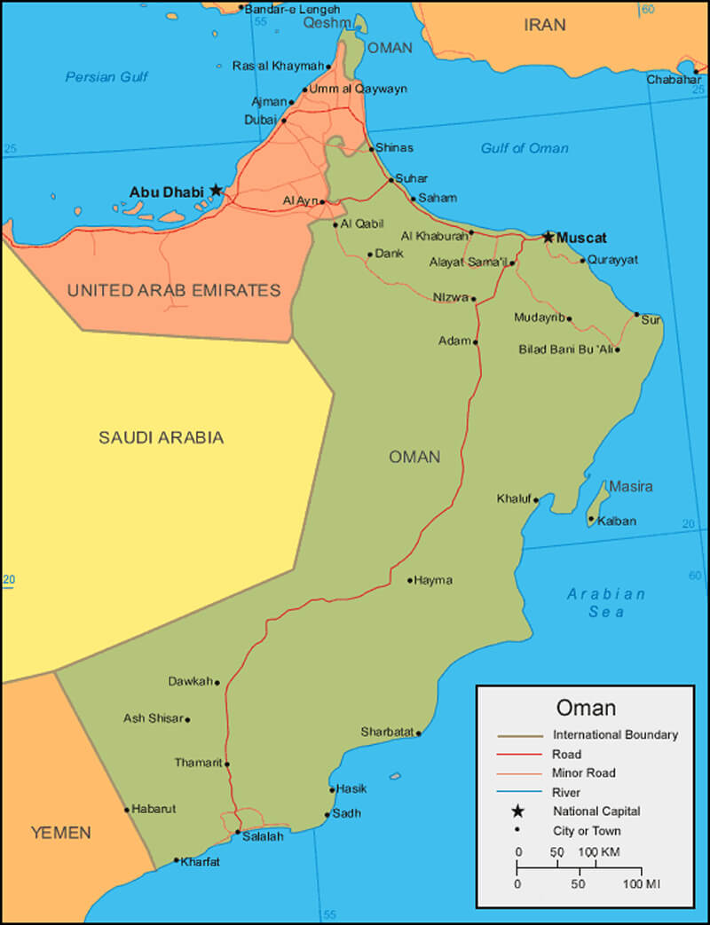 Oman major cities map