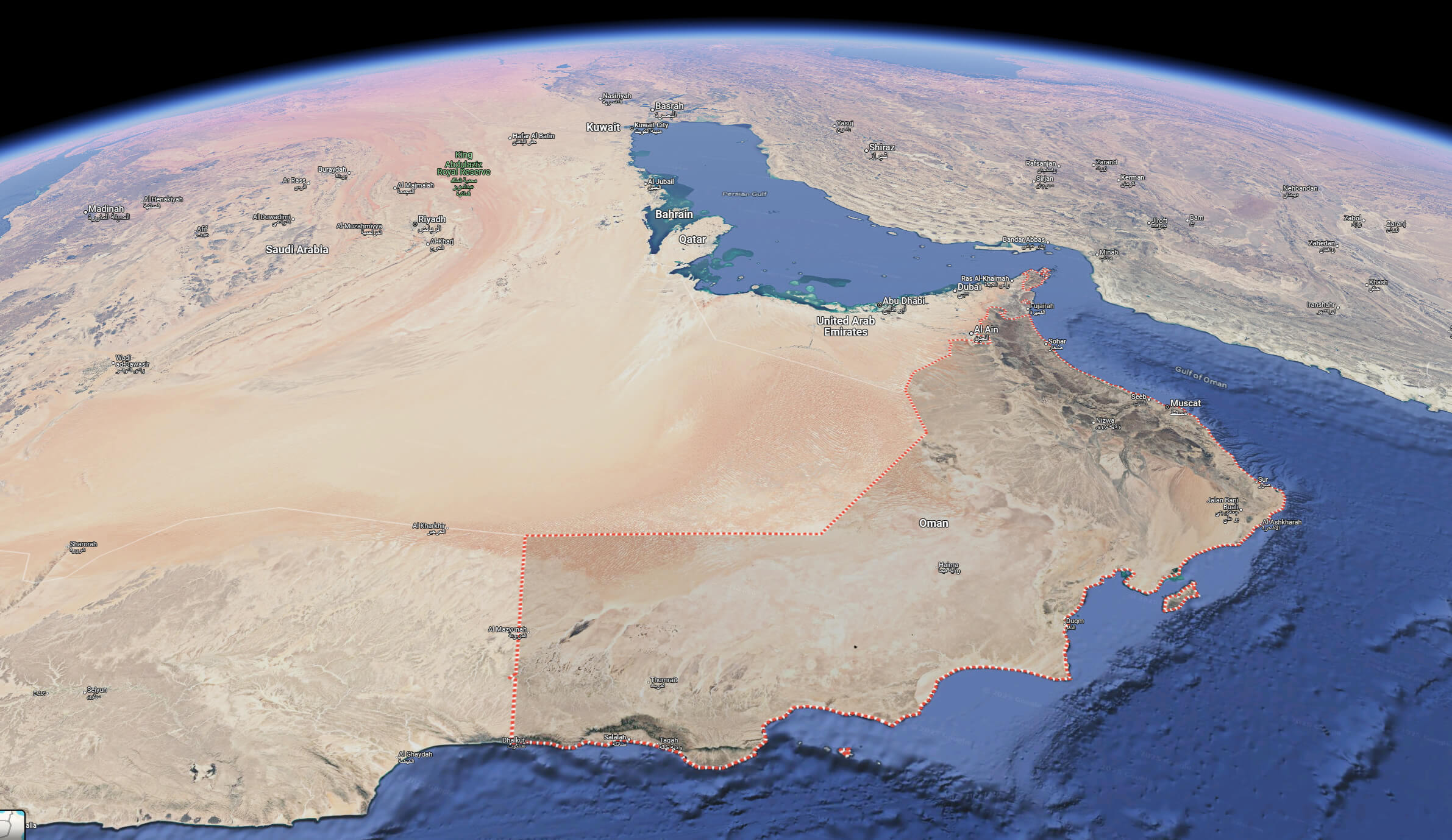 Oman satellite map from space