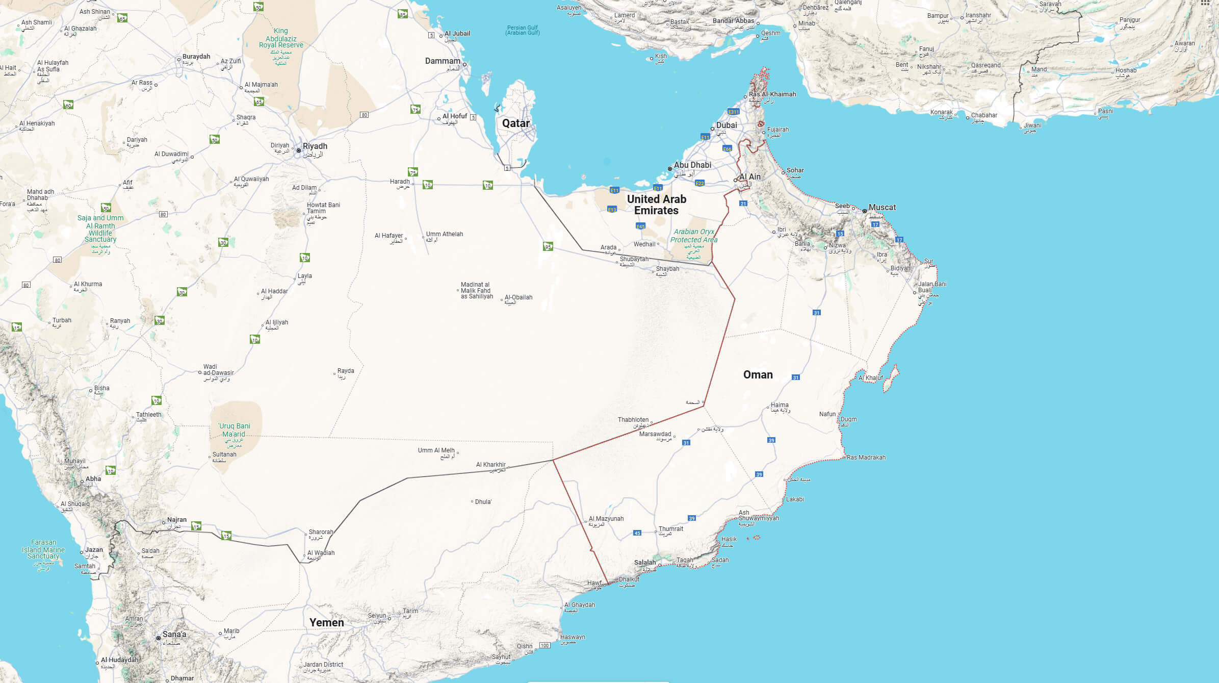 Oman terrain map