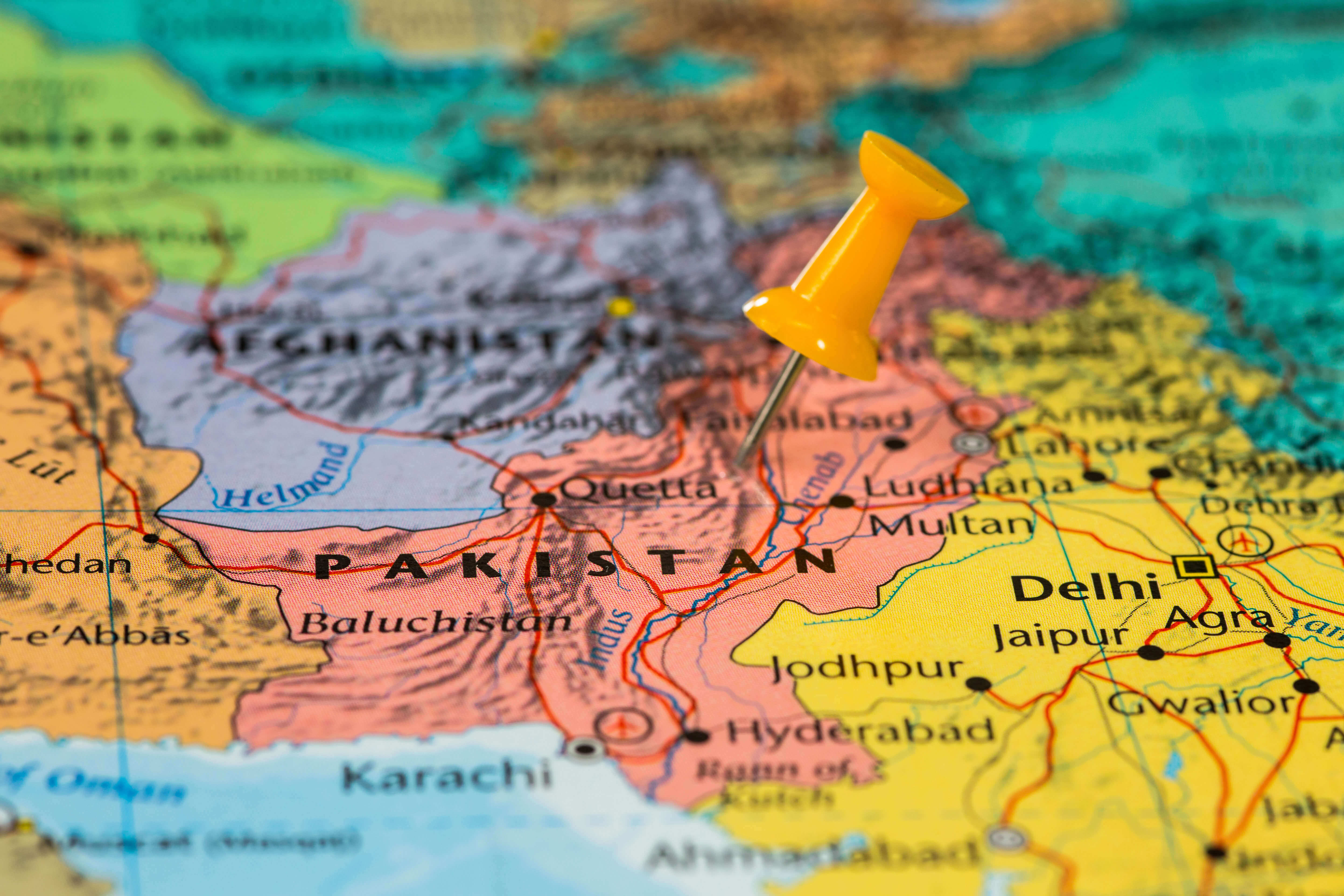 Pakistan map with neighbour countries