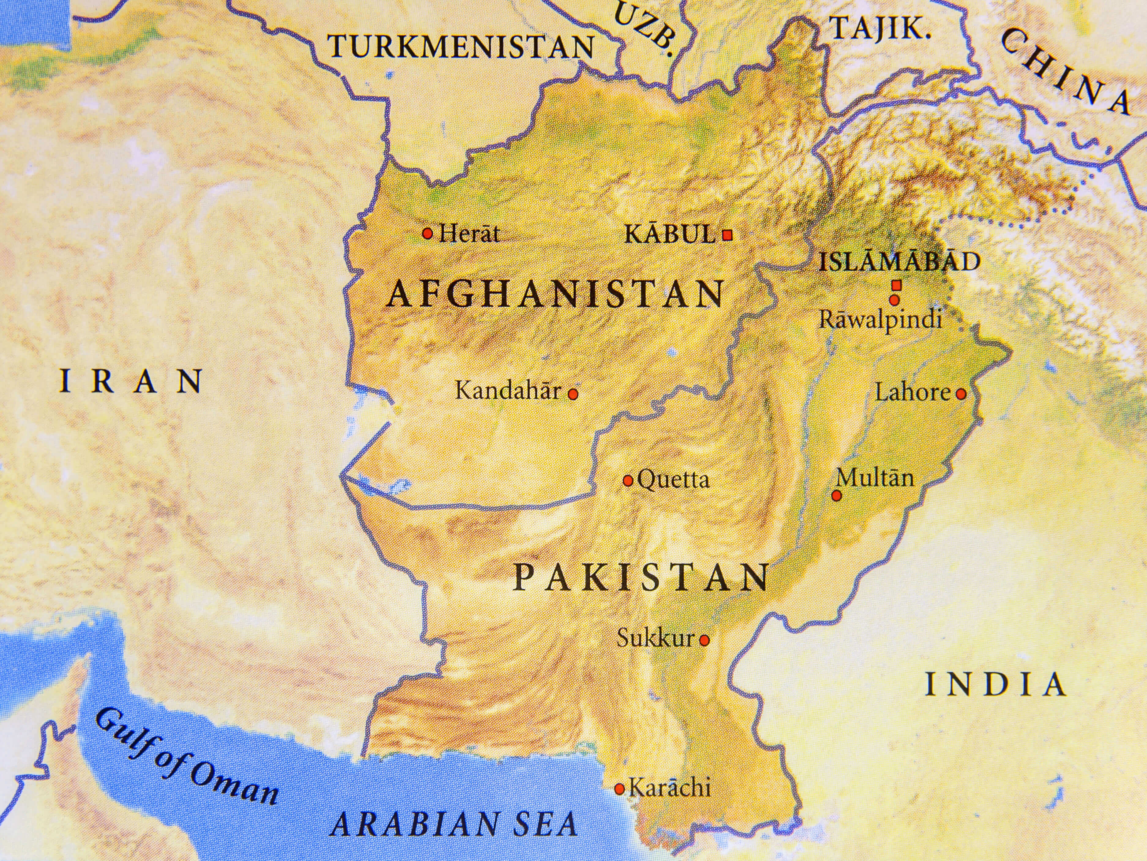 Pakistan physical map