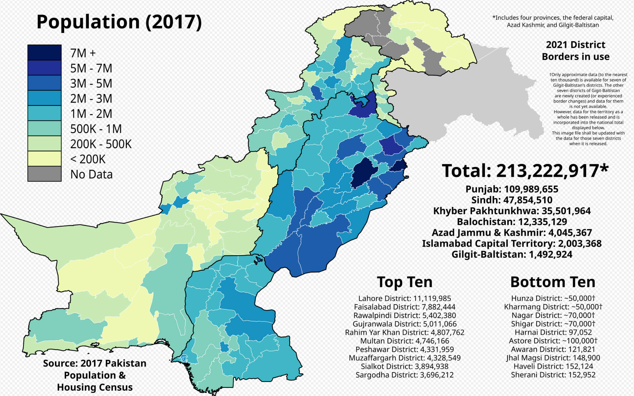 Pakistan population density map 2017