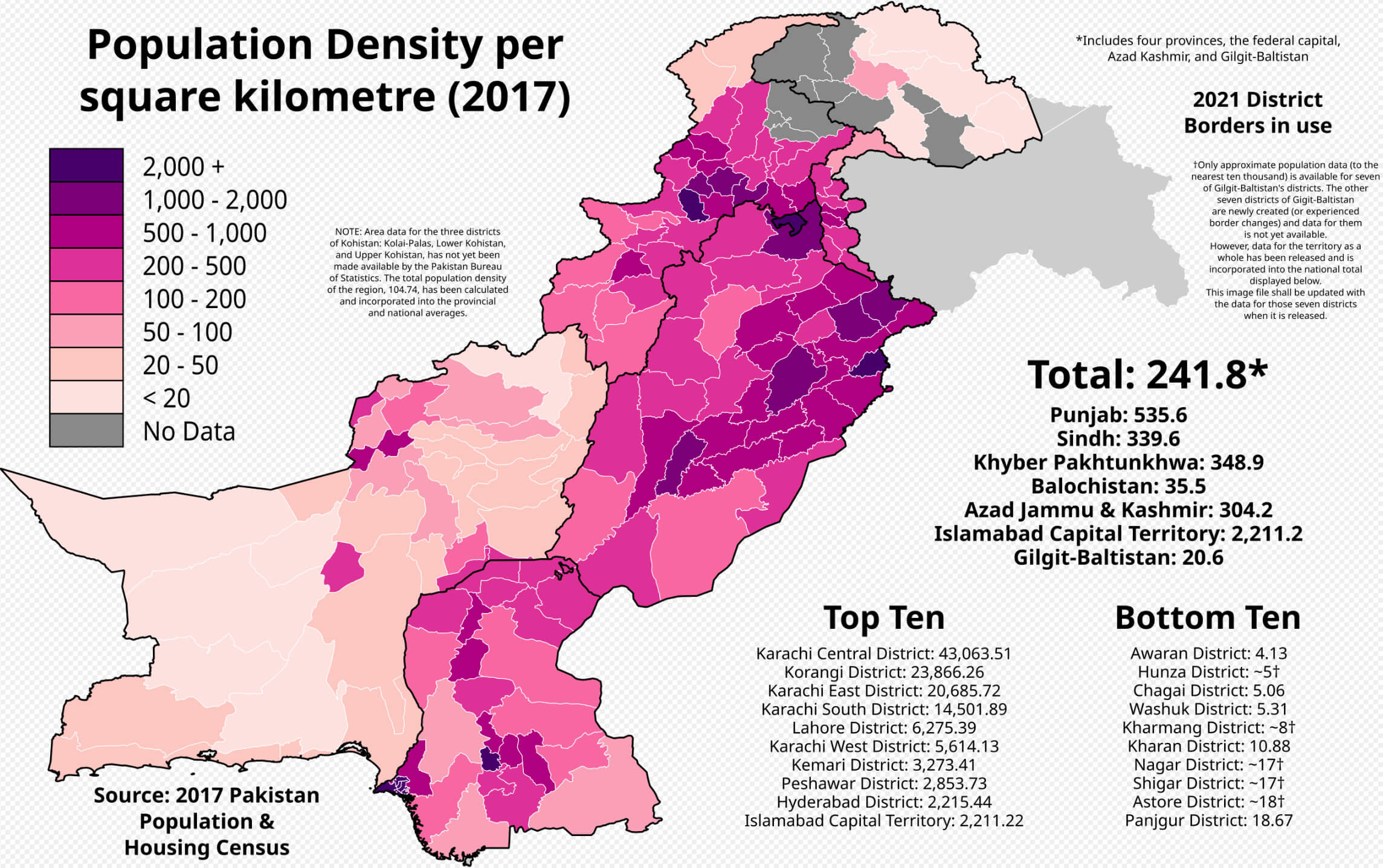 Pakistan population density map
