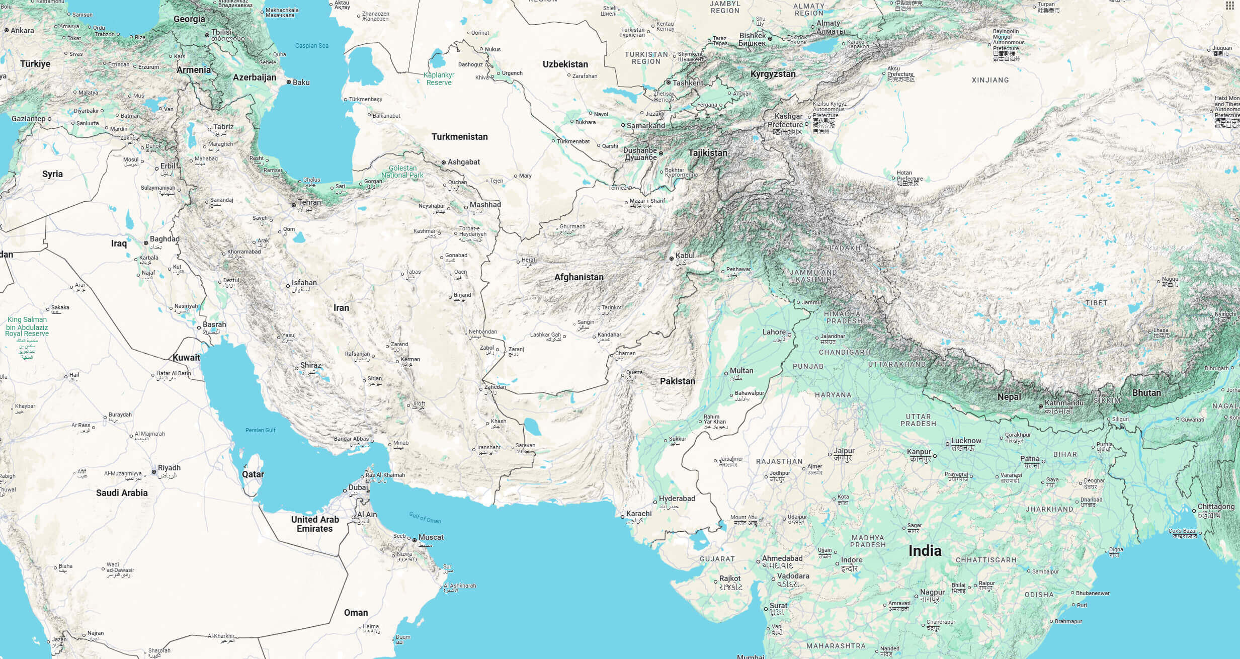 Pakistan terrain map