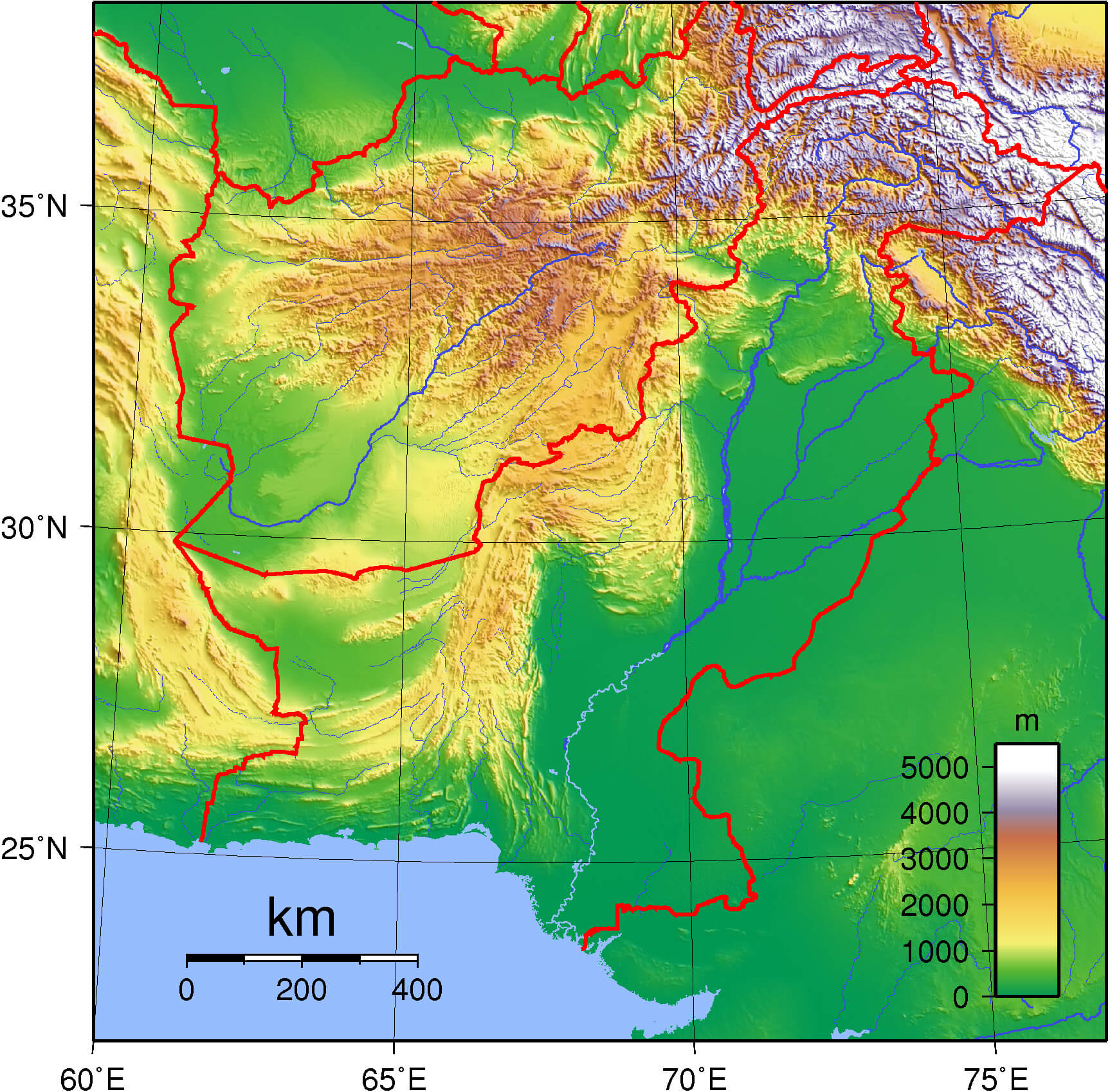 Pakistan topography map