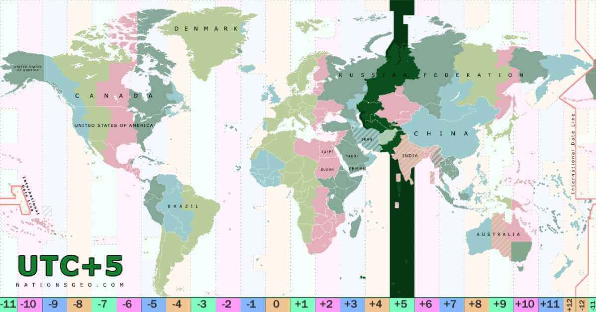 Pakistan Time Zone Map 12 World time zones with Pakistan