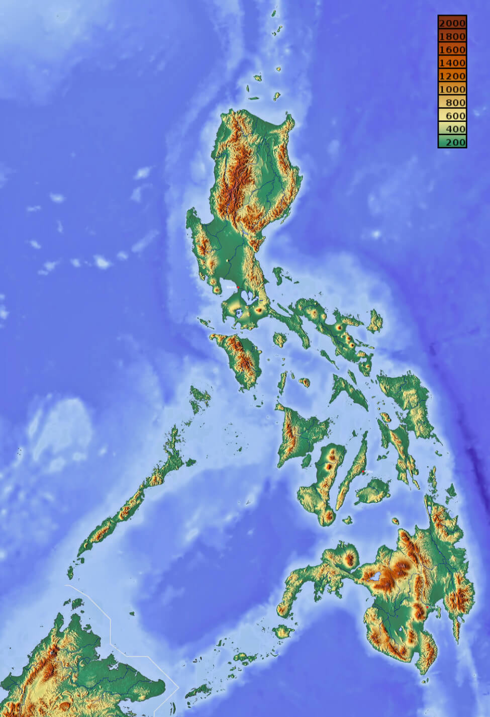 Philippines elevation map