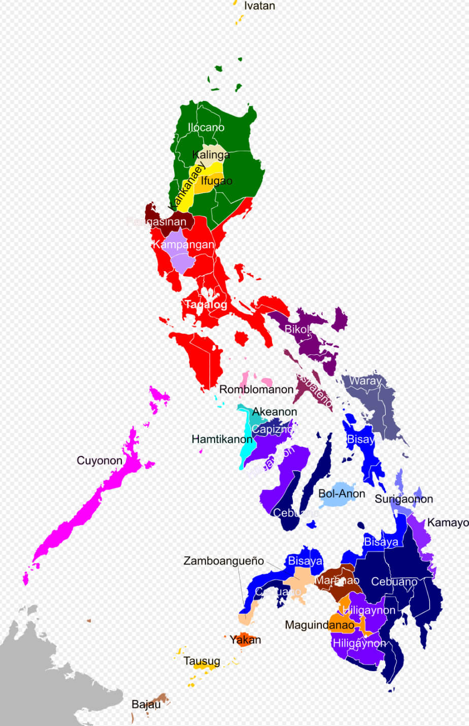 Philippines ethnic groups map by province