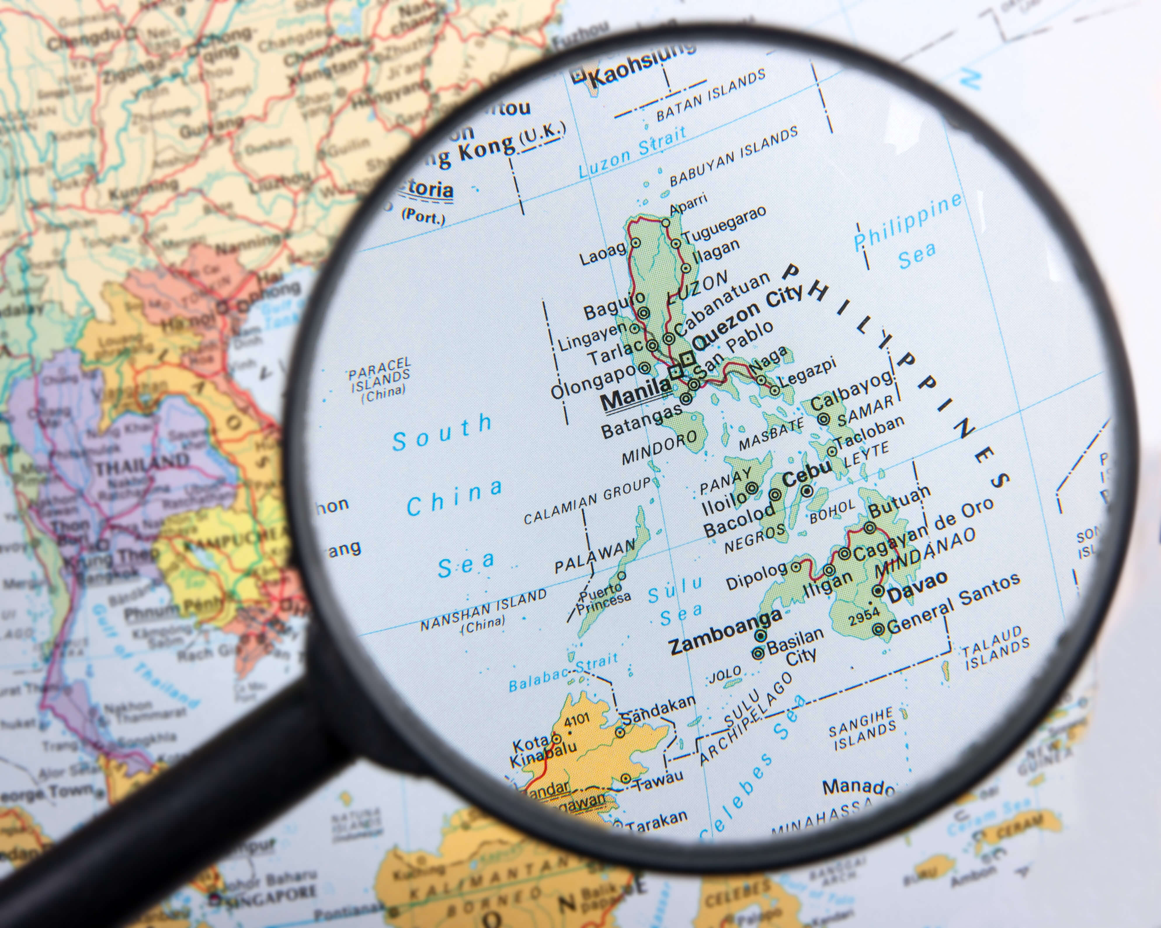 Philippines map with far east