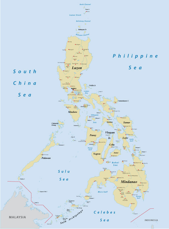 Philippines map with seas