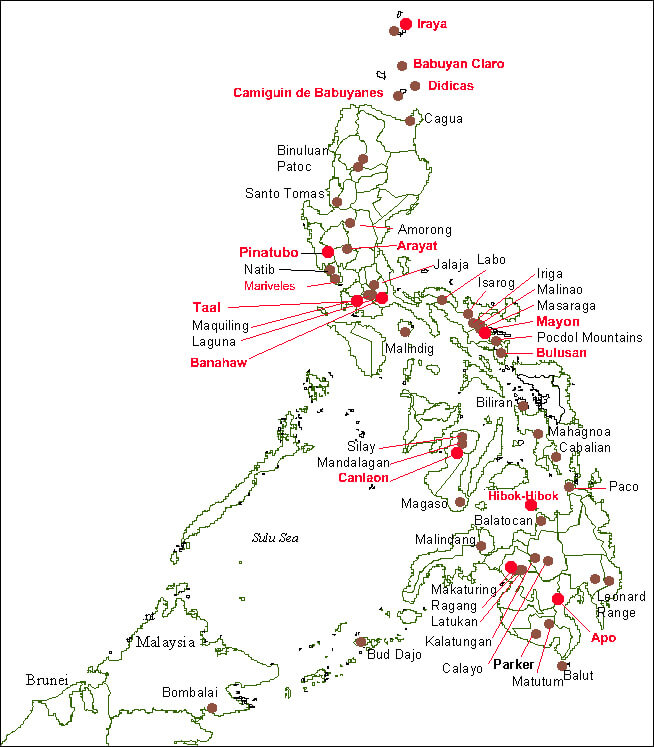 Philippines volcanoes map