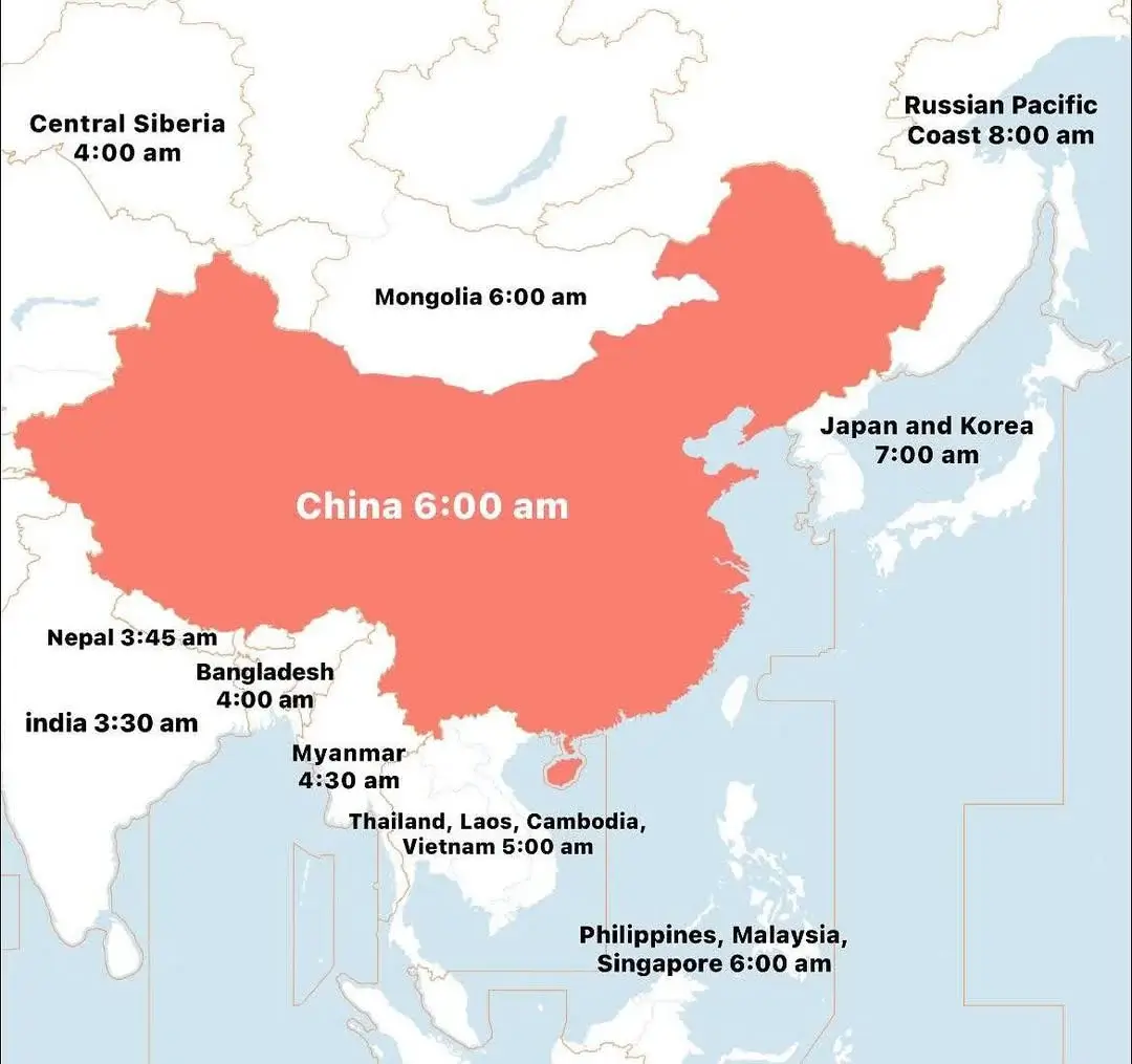 China and Philippines time zone map