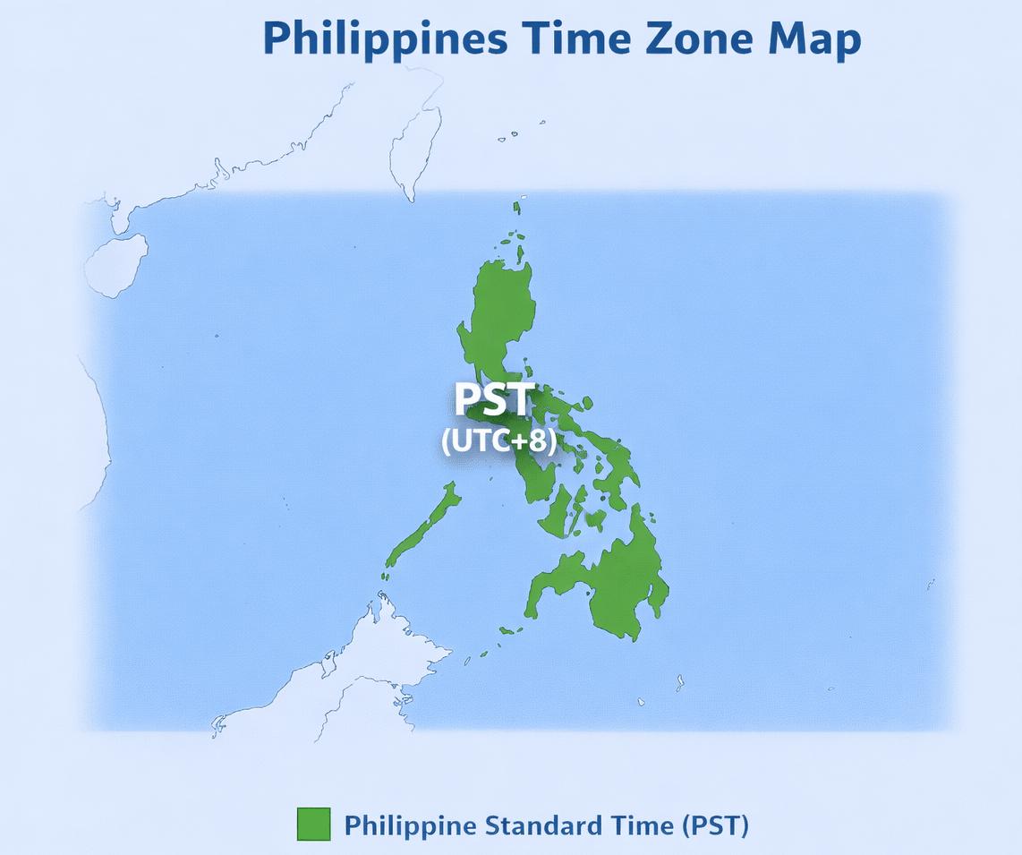 Philippines standard time zone map
