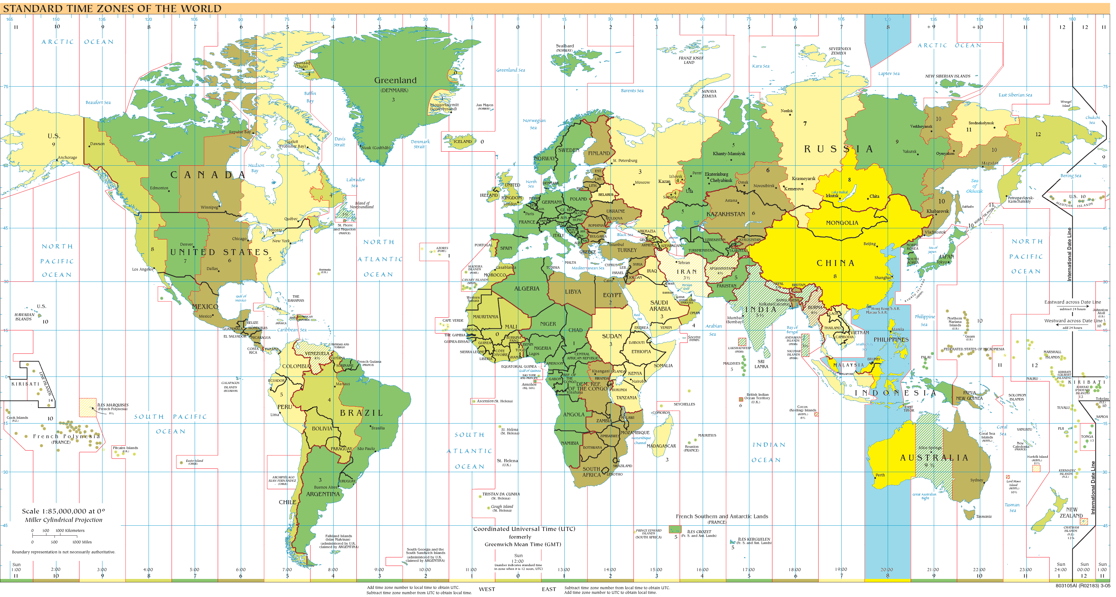 World time zones map with Philippines
