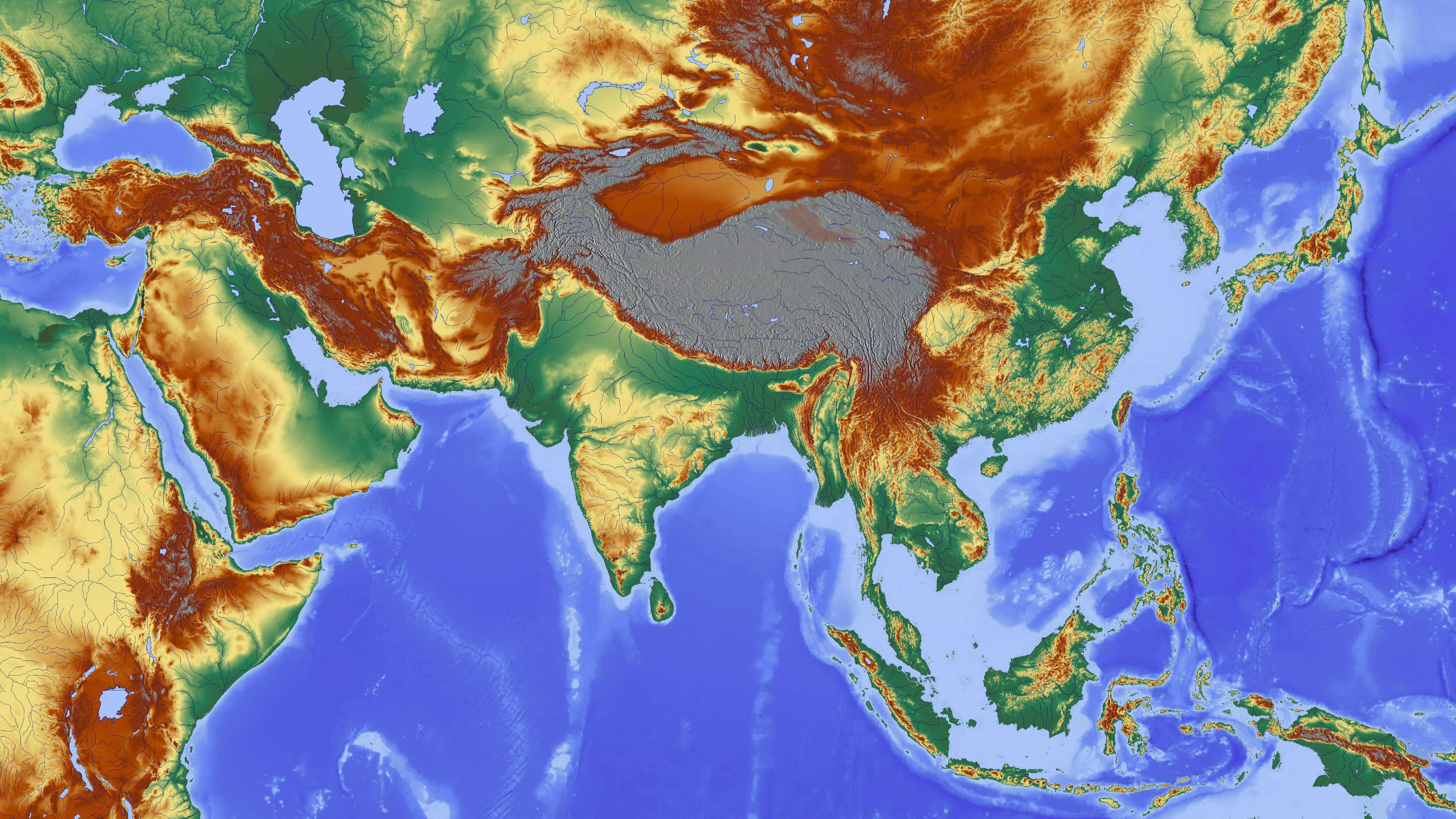 Asia topographic map