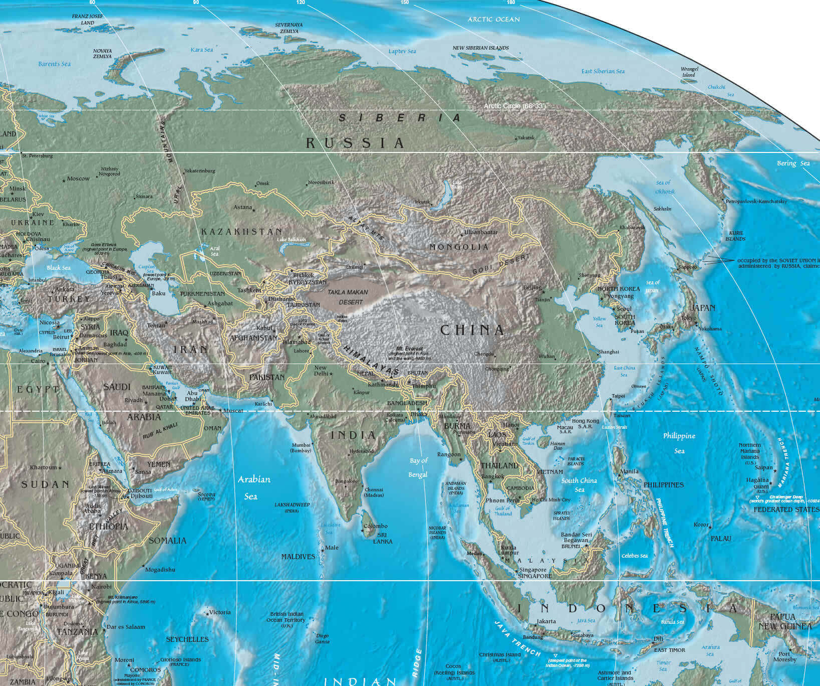 Asia topographics map