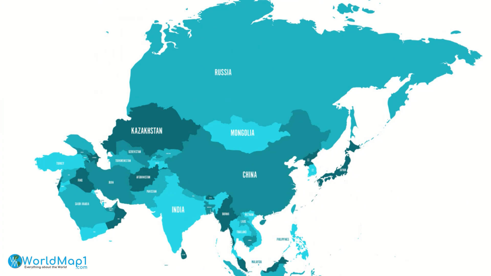 Asia map and Russia
