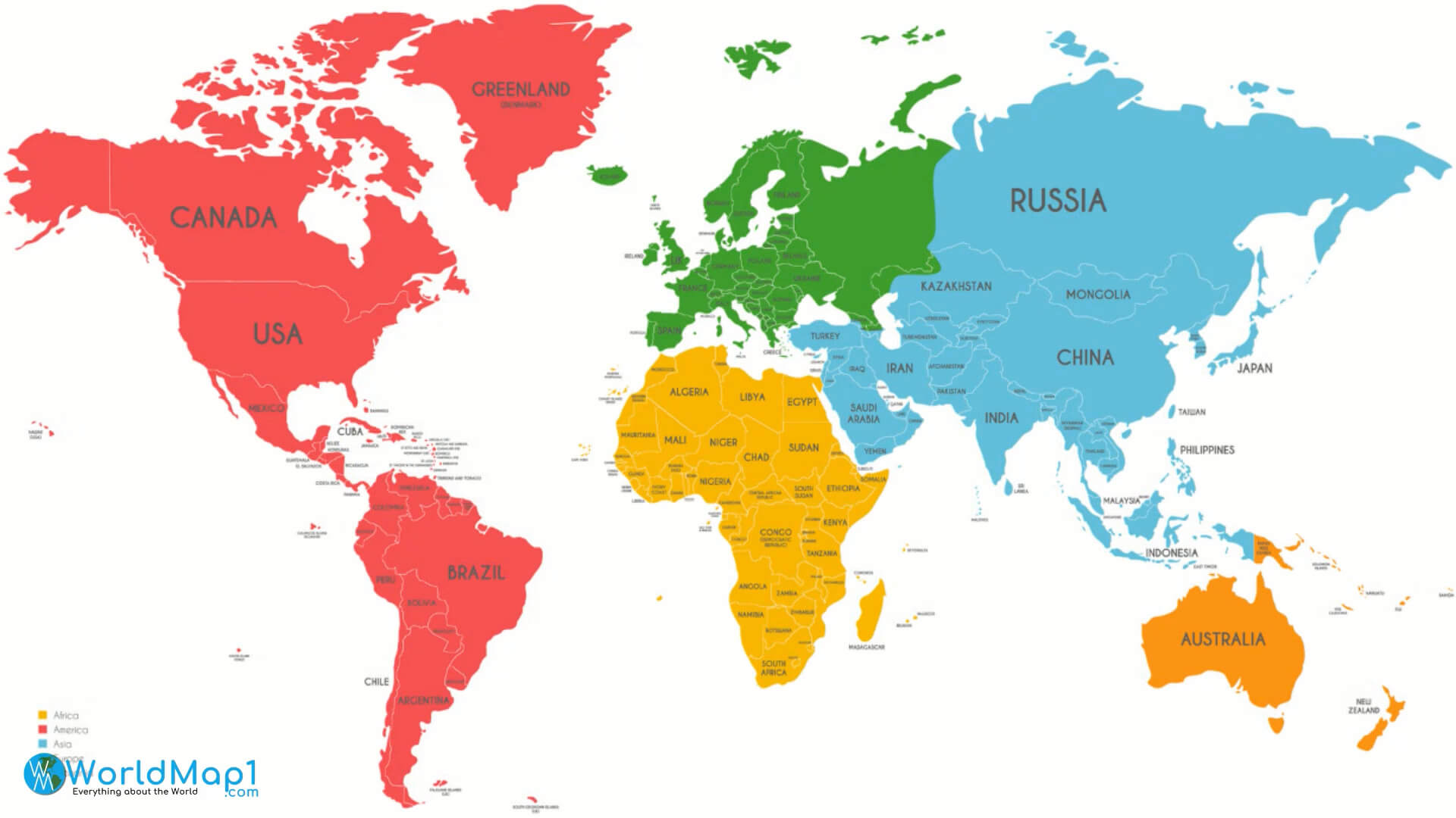 Asia map with World continents