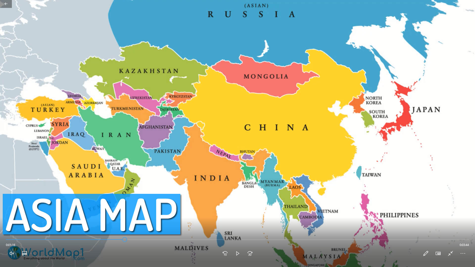 Asia map youtube