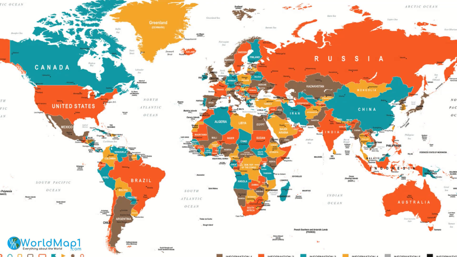 Asia political map with national borders