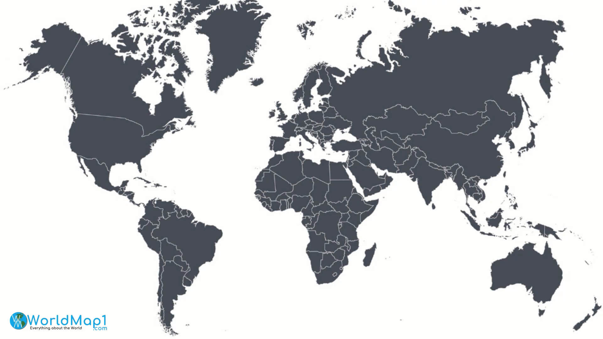 Blank Asia map with the World in black color