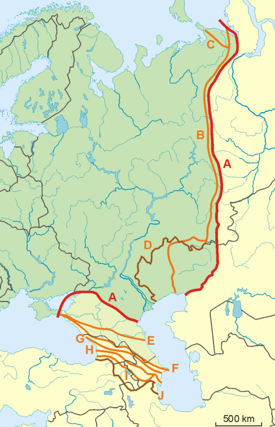 Boundary map of Asia and europe