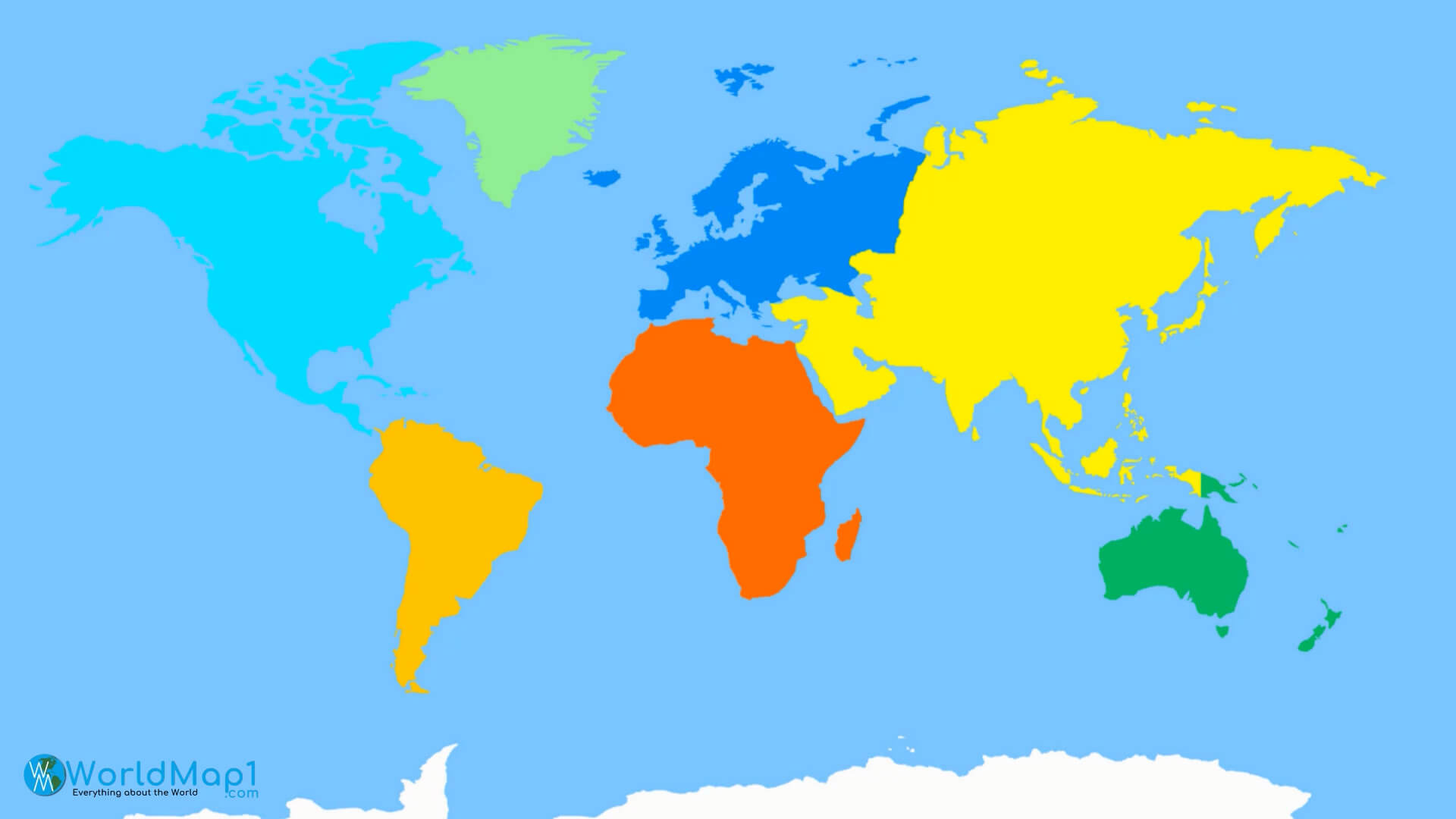 Continents colorful map and Asia