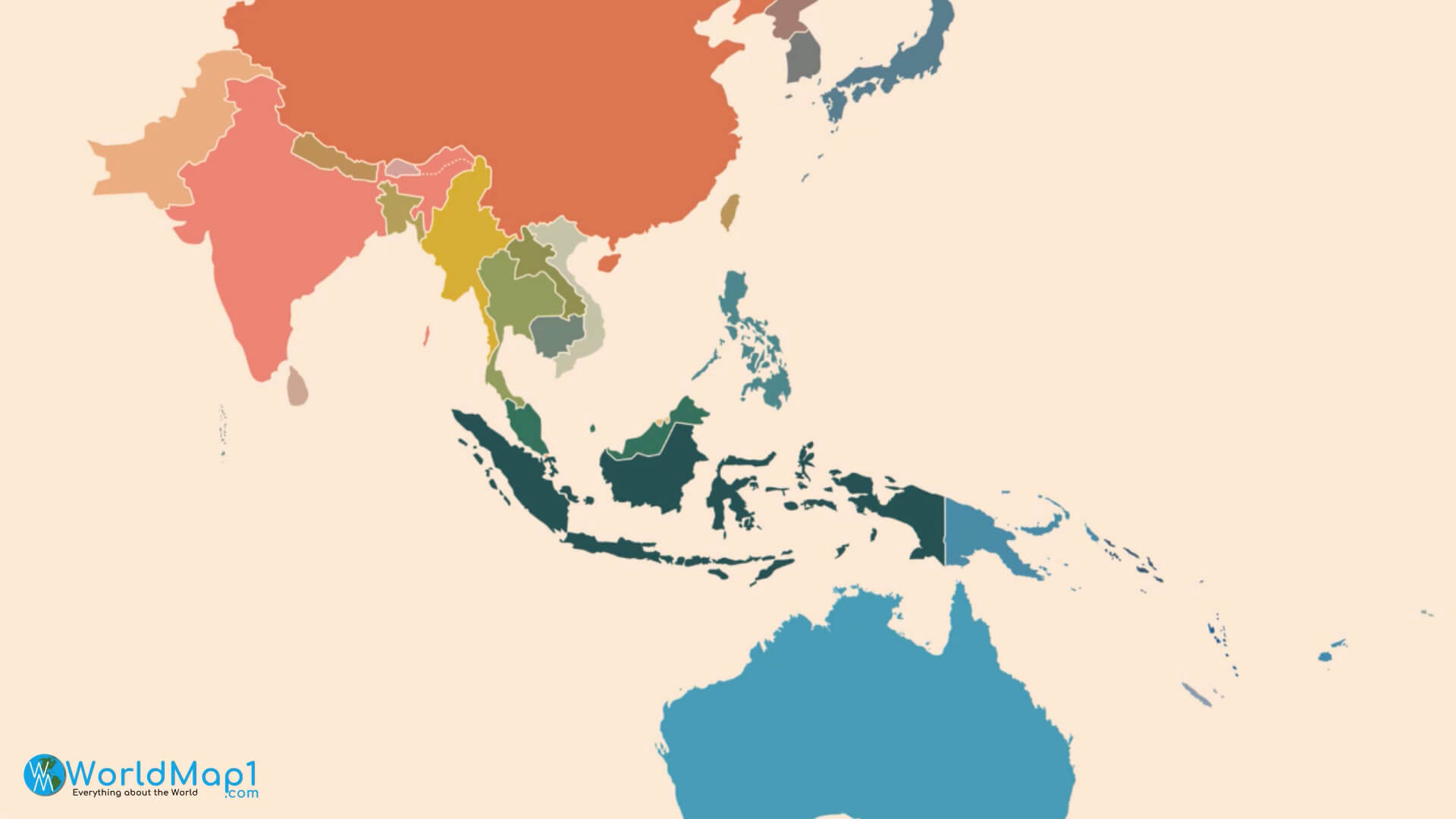 East Asia map and australia
